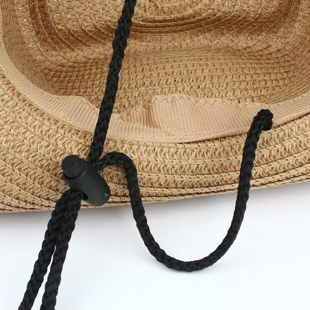 Générique Confezione da 10 cappelli da cowboy con bandane da uomo e da donna Western Cowgirl Hat Foulard Cappello di paglia Panama per accessori da festa, rodeo, mascherate