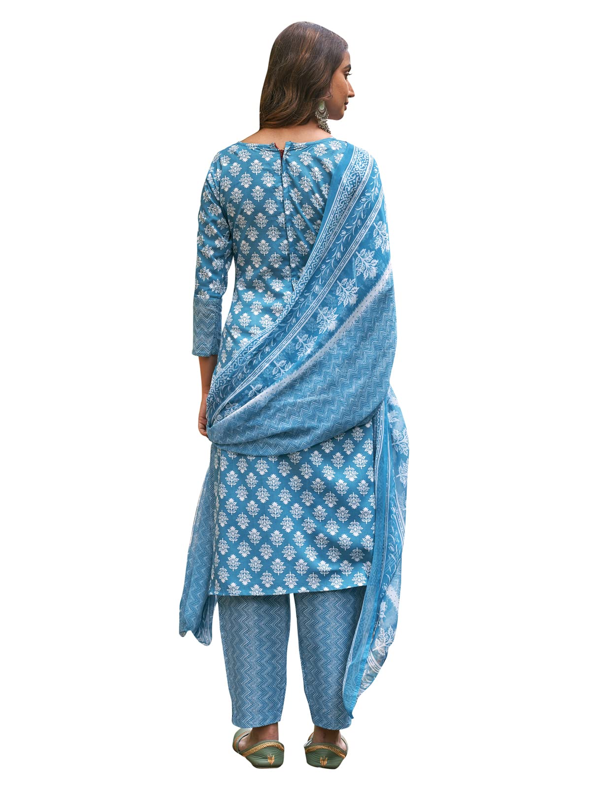 SIRIL Women's Cotton Printed Unstitiched Dress Material(1092D12008_Cerulean Blue) 2