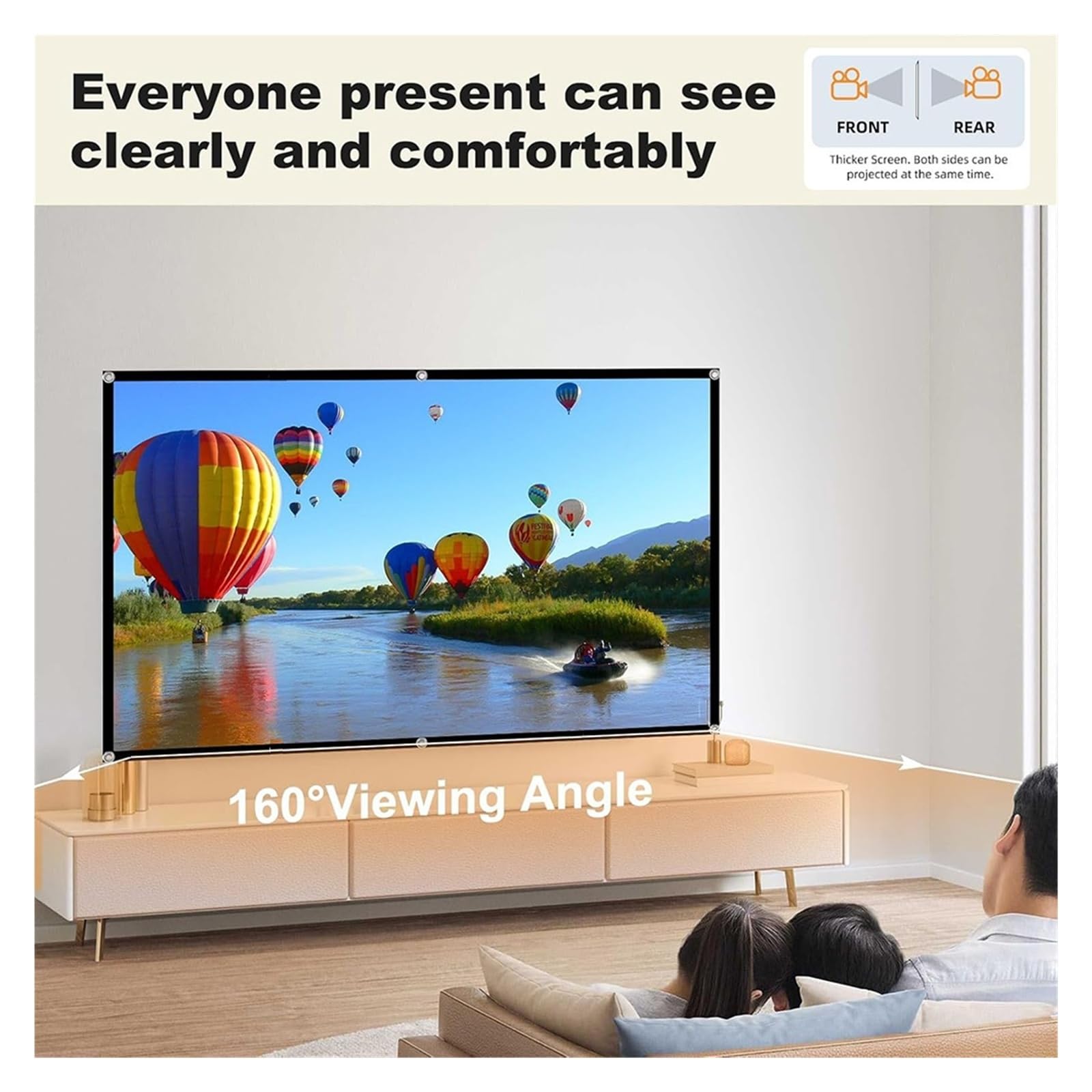 Schermo di proiezione, Schermo per proiettori portatile per 4K per esterni(100 inch)