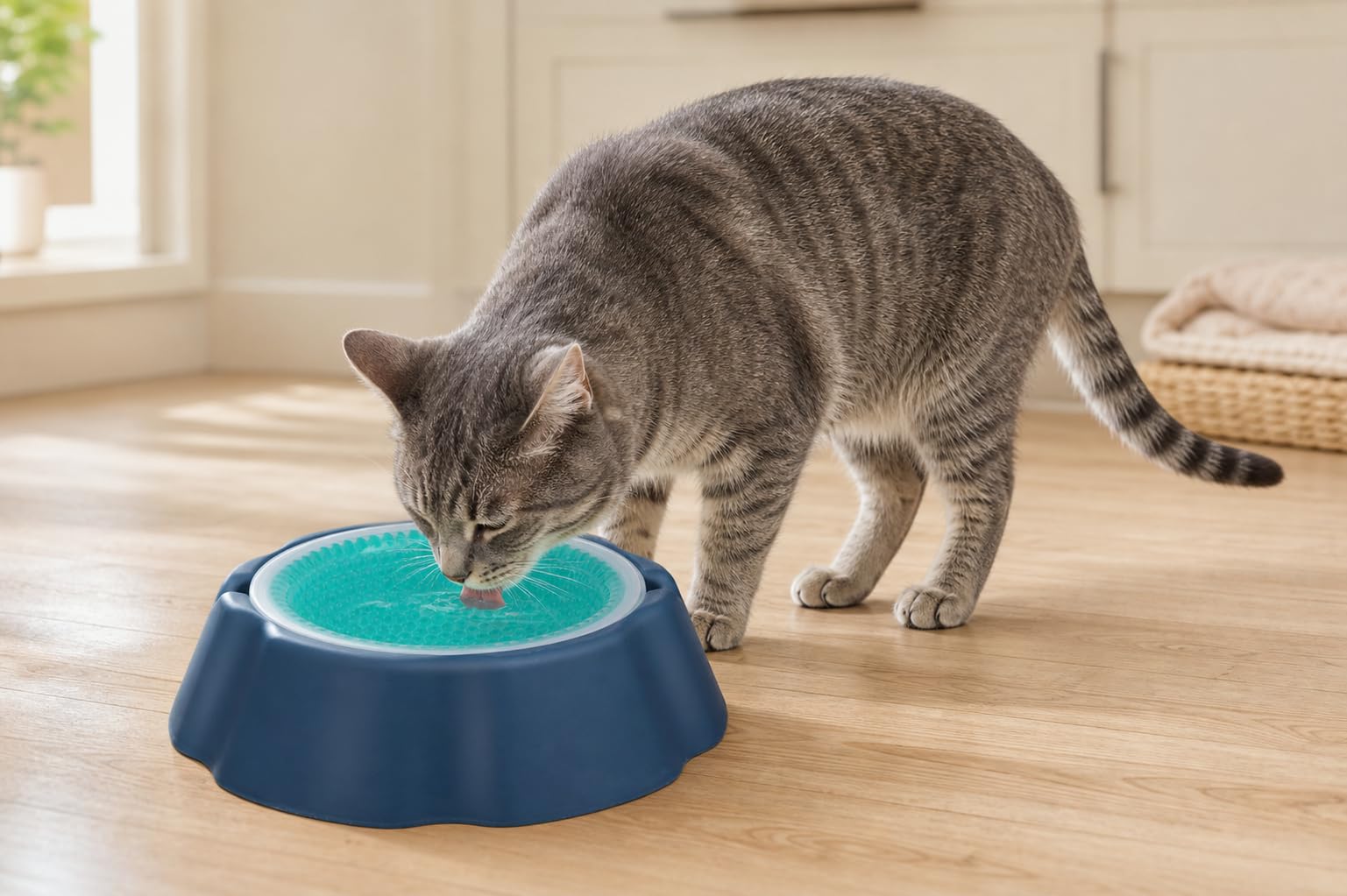 Pet Cooling Water Bowl for Dogs & Cats | Freeze for 2 Hours to Keep Water Cool for Up to 5 Hours | Non-Slip Cooling Pet Bowl | Reusable Gel Ice Water Dish for Indoor & Outdoor Pets, Teal