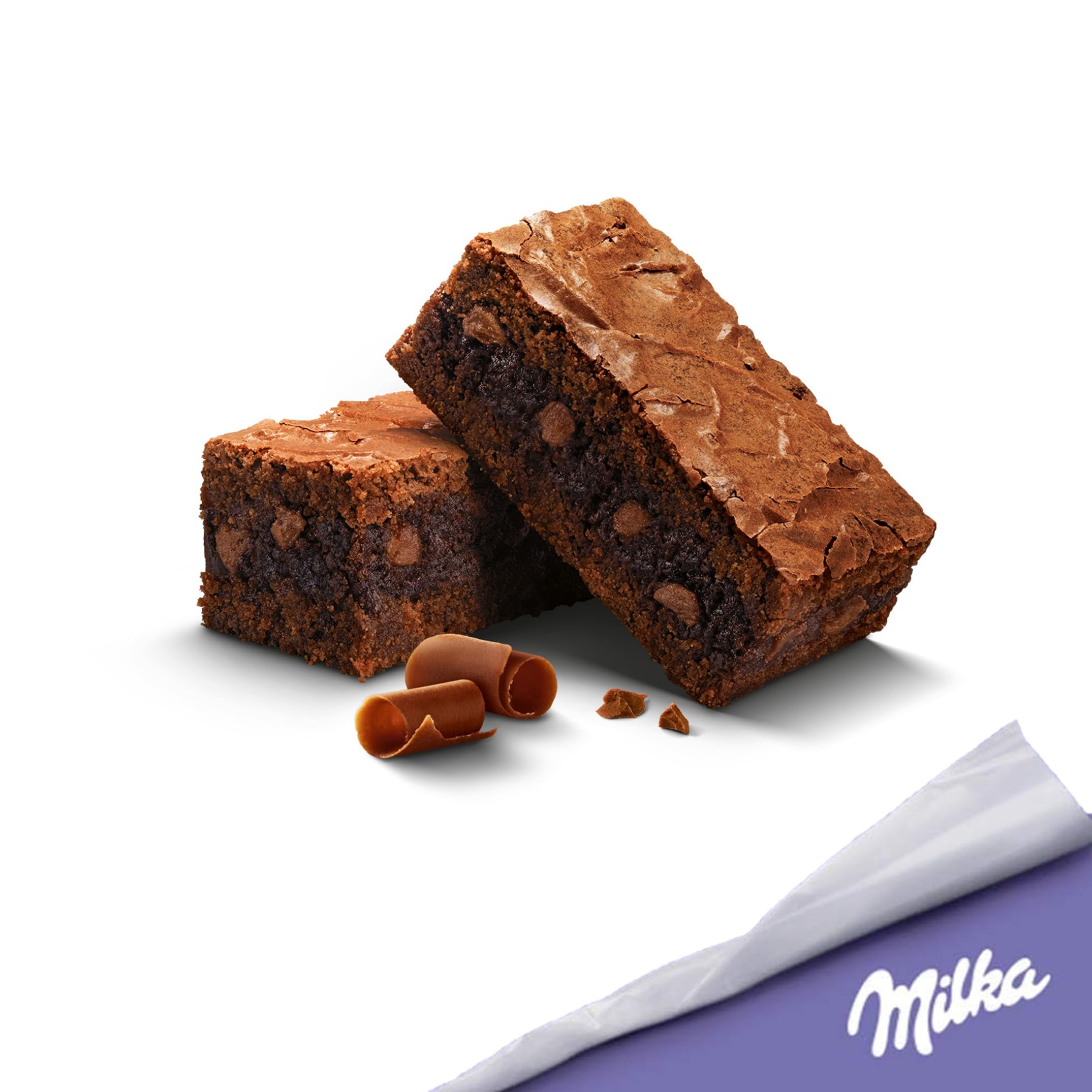 MILKA - Choco Brownie - Gâteau Moelleux Chocolat au Lait Milka et Pépites de Chocolat - Lot Gâteaux Individuels - Format Familial Pratique pour le Goûter des Enfants - Présentoir de 24 Sachets de 50g