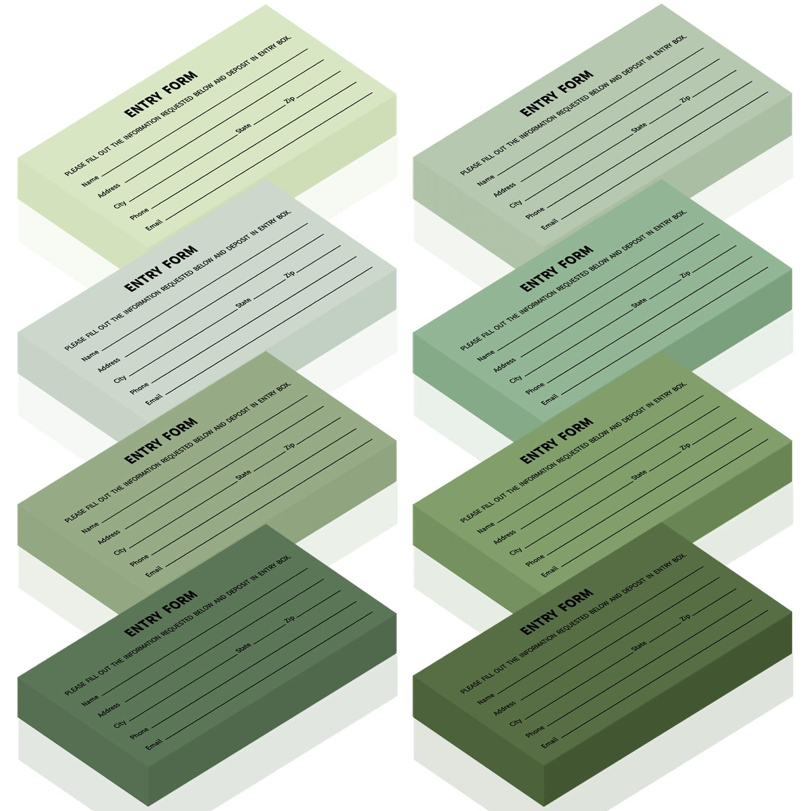 Whaline 2000 Sheets 8 Pad Blank Entry Forms Raffle Tickers Sage Green Fundraising Items Ticket with Name Phone Address for Contests Prize Game School