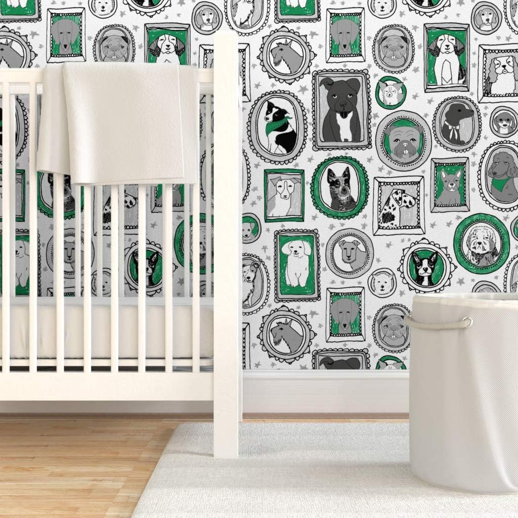Peel & Stick Wallpaper 3ft x 2ft - Dog Portraits Extra Large Cute Dog Breeds Puppy Pet Lover Dog Mom Custom Removable Wallpaper by Spoonflower