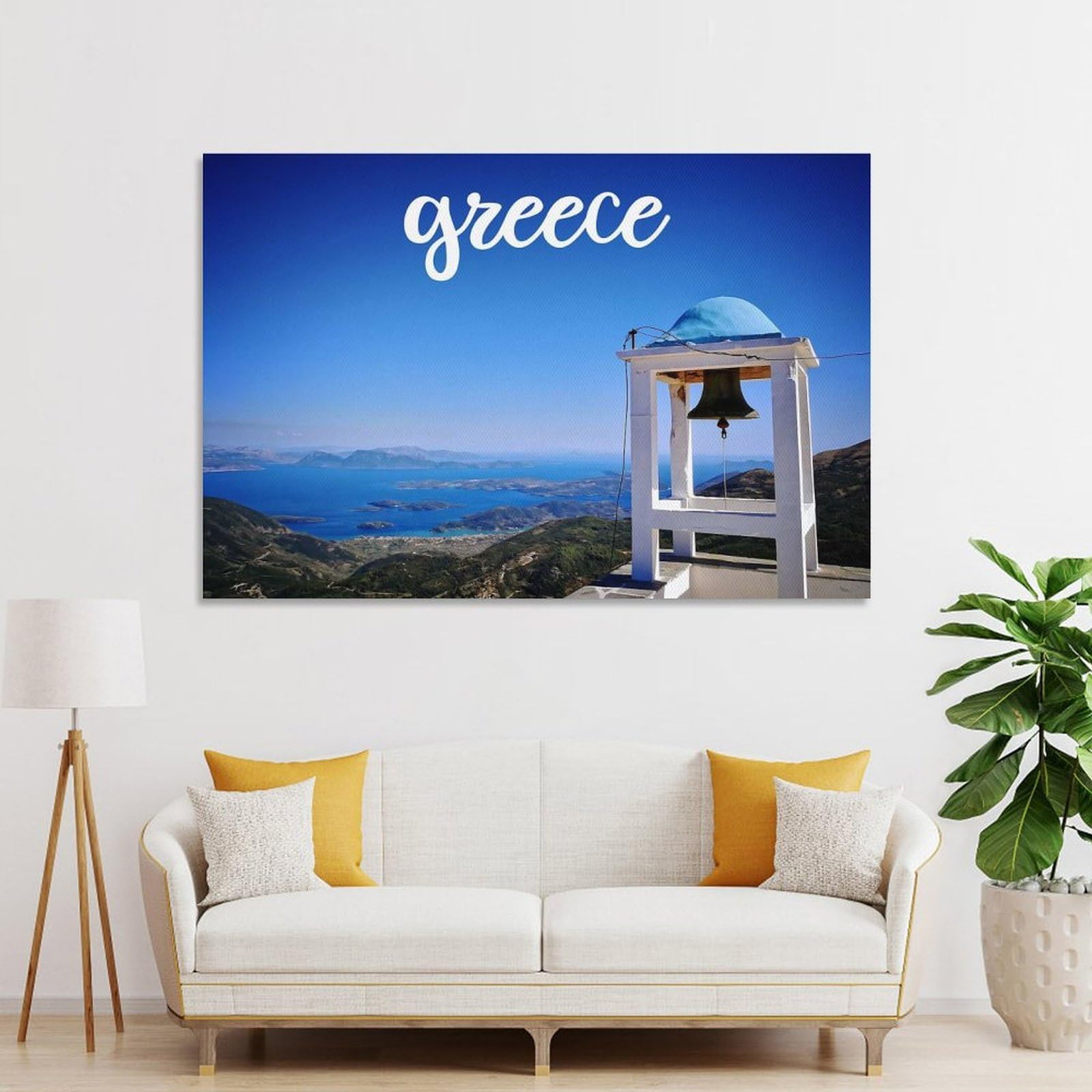 Junmoney Greece Landscapes Decorative Wall Artwork, 20x30inch(50x75cm), for Study, Office Or Focused Interiors, A Smart Decor Choice for Study Walls