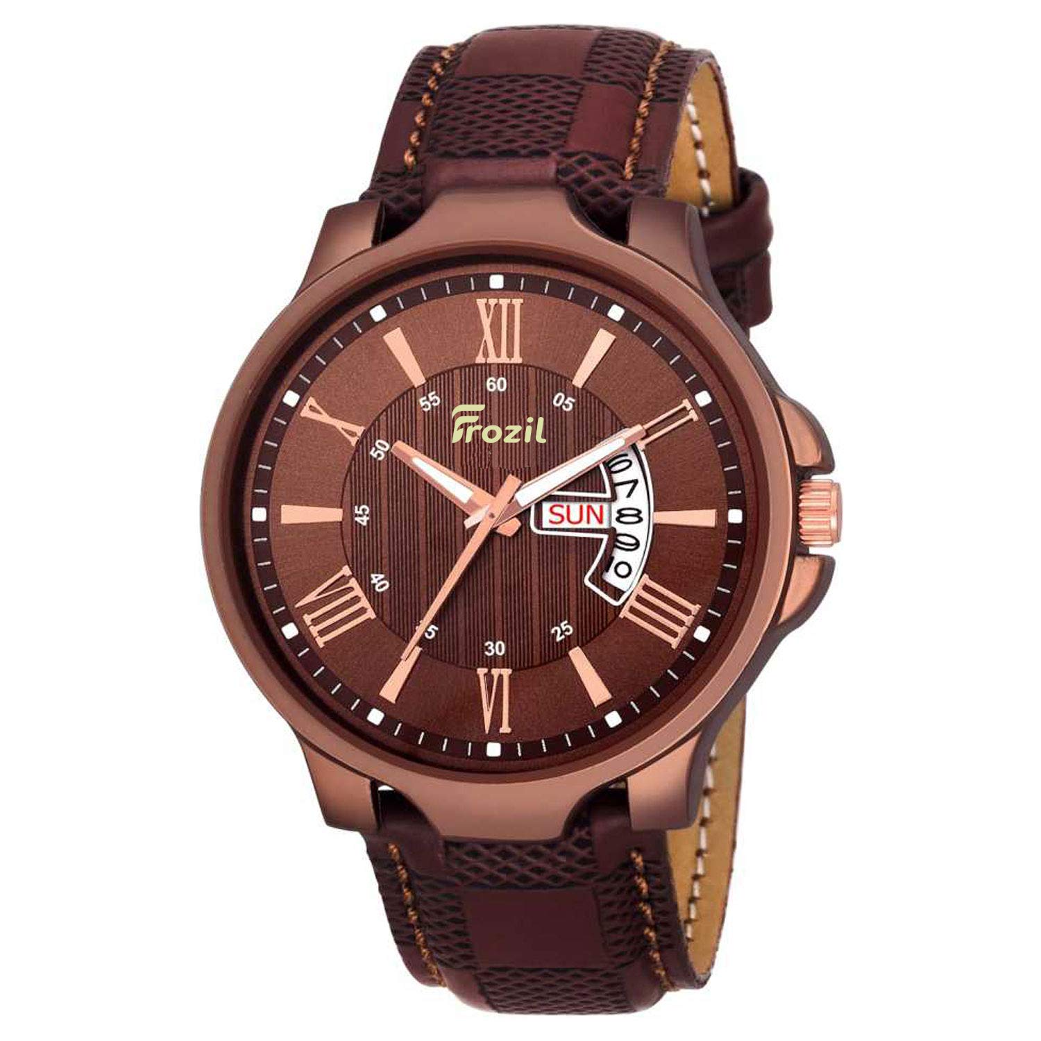 FROZIL Analogue Brown Day Date Dial Leather Watch for Men and Boys(EG-M-064) (B085C512XW) Amazon Price History, Amazon Price Tracker