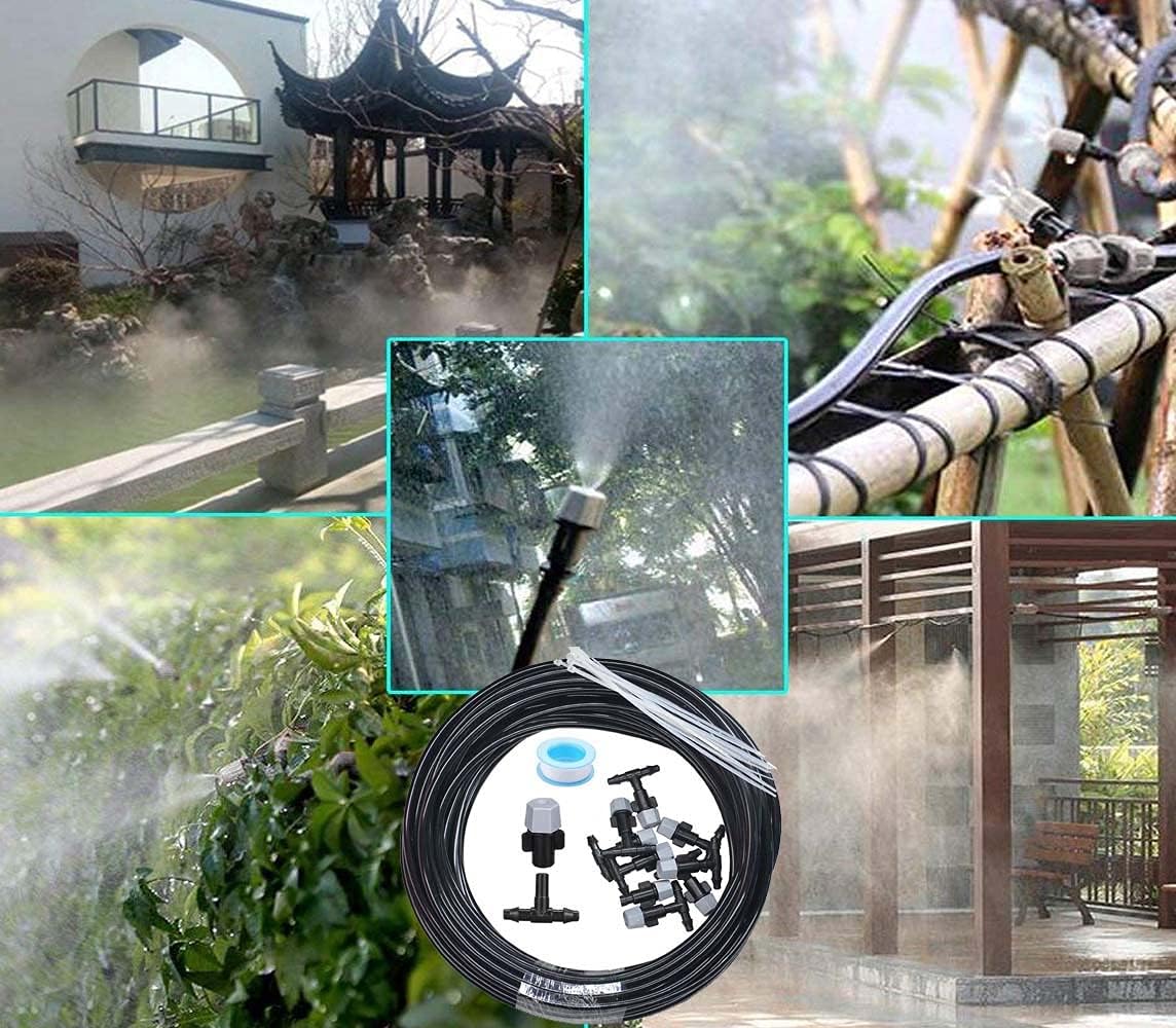 DIY Crafts DIY Misting System Outdoor Misting Cooling System Misting Line + Mist Nozzles + Metal Threaded Adapter for Patio Garden Greenhouse Umbrellas Trampoline (10 Pcs Mist Set, Multi)