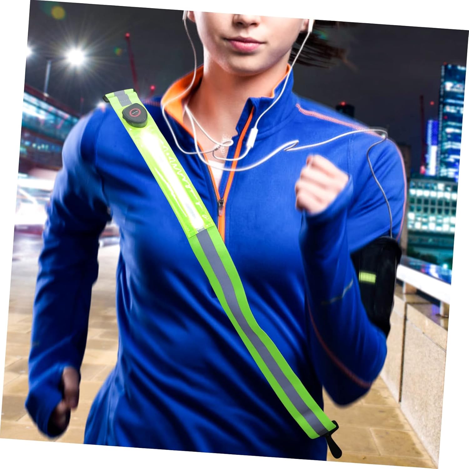 Adjustable Reflective Safety Belt with LED Light High Visibility Band for Night Running and Riding