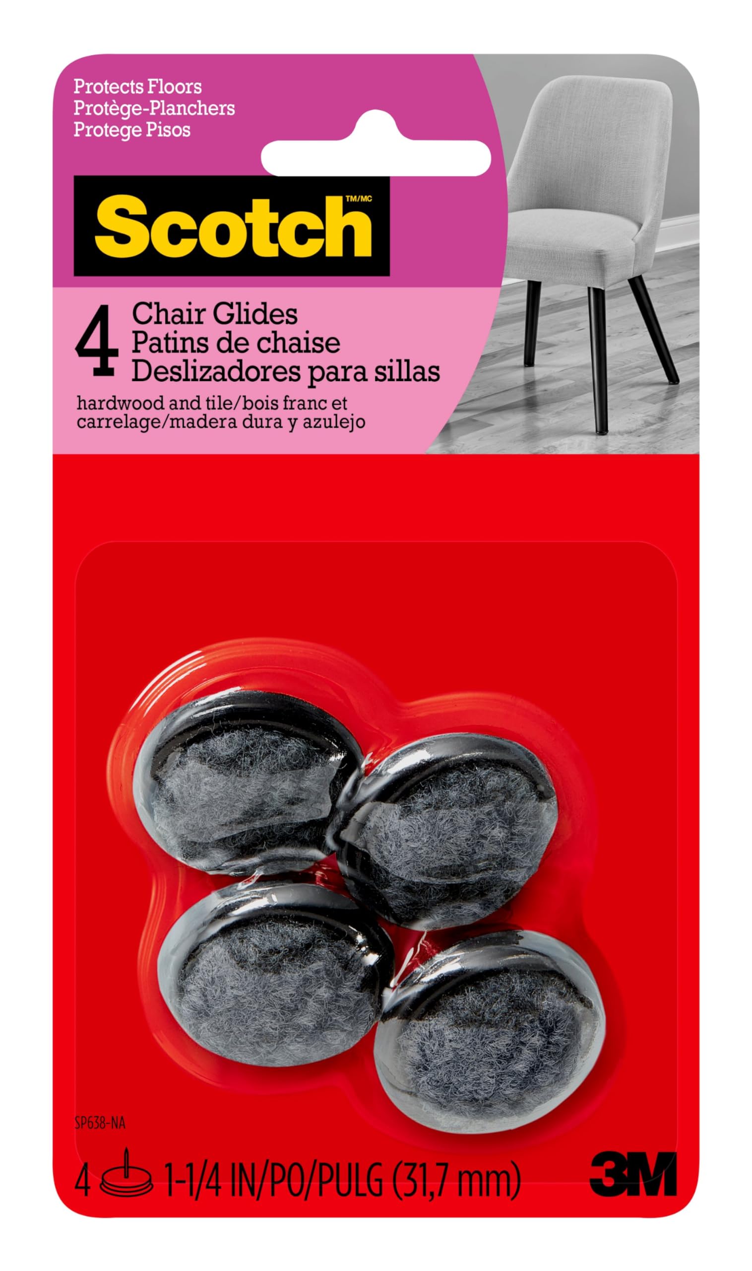 Glissières Scotch SP638-NA de 3,8 cm idéales pour déplacer les chaises en silence dans le salon