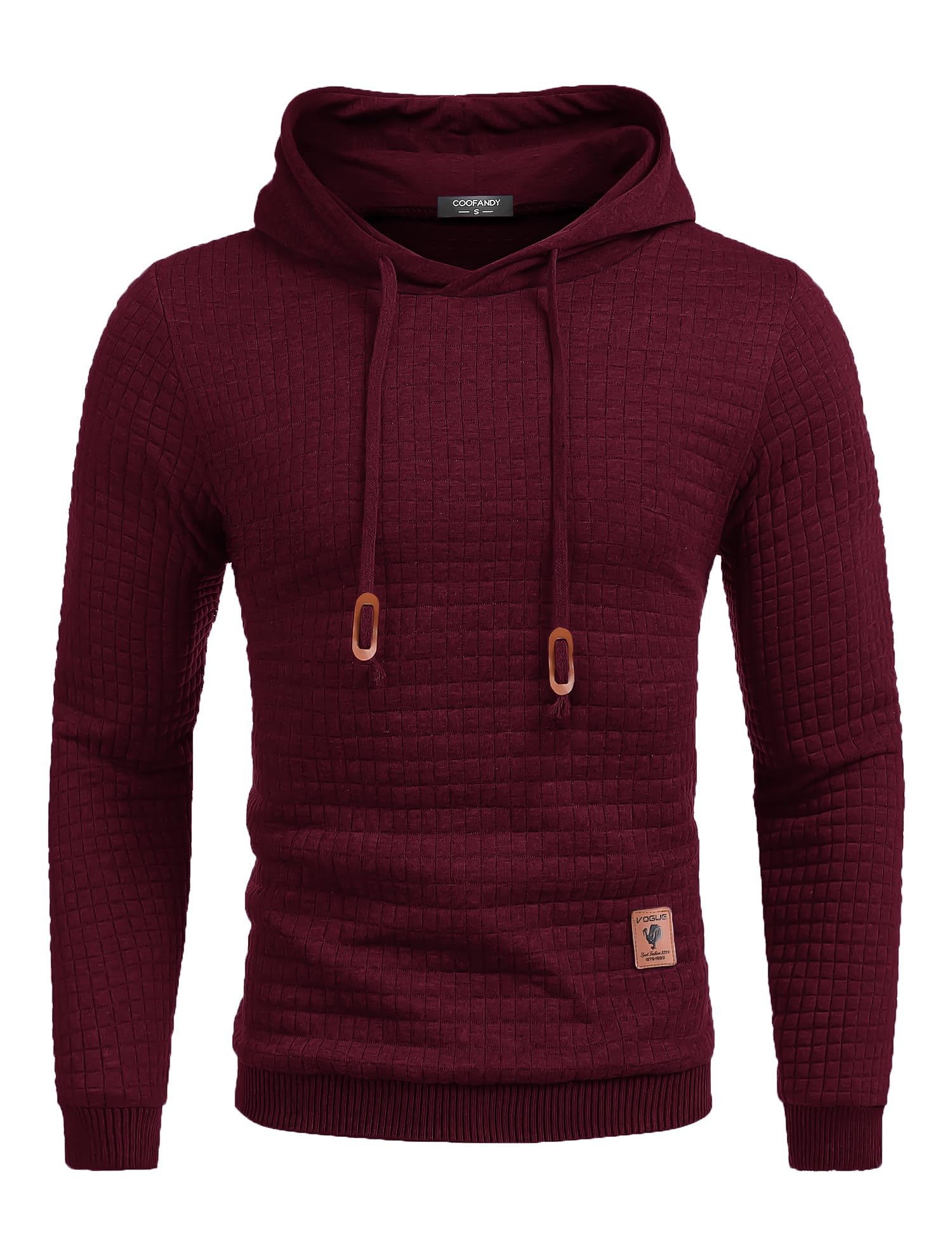 COOFANDY Mens Hooded Sweatshirt Casual Long Sleeve Drawstring Waffle Knit Pullover Hoodies