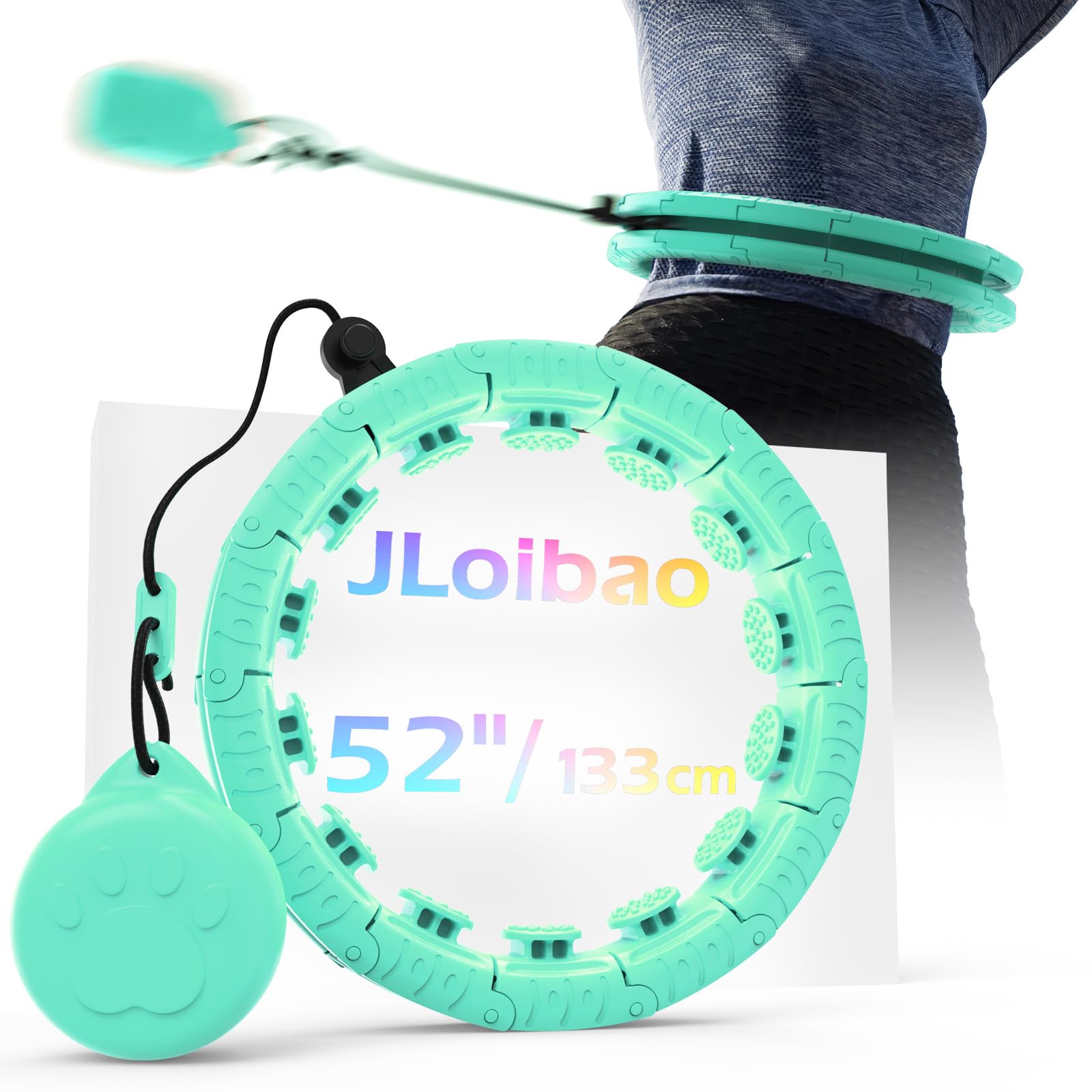 JLoibao Weighted Hula Circle for Adults With Sweat Weight Ball, Infinity Fiteness Hoop Plus Size, Include 24 Detachable Links, for Women Smart Exercise Equipment