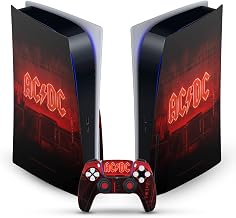 Head Case Designs Officially Licensed AC/DC ACDC Cover Power Up Vinyl Faceplate Sticker Gaming Skin Decal Cover Compatible with Sony Playstation 5 PS5 Disc Edition Console & DualSense Controller