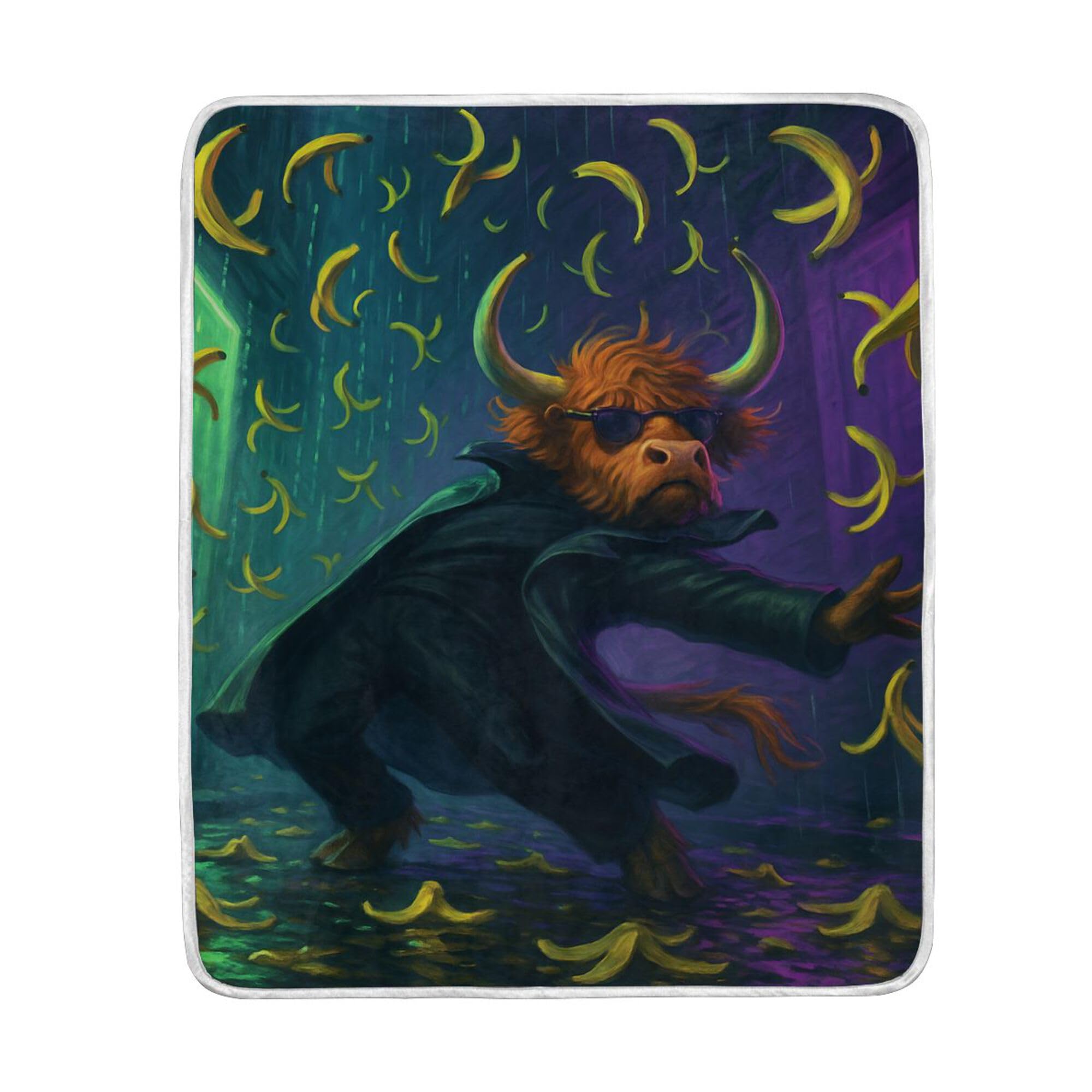Koc na sofę do salonu, wygodny koc do salonu, koce do salonu, 50 x 60 cm, koce dla nastolatek Highland Cow Matrix Parodia