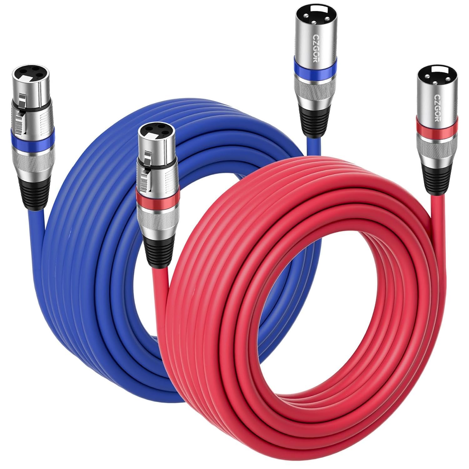 KEBILSHOP XLR Cables 2 Pack, 3-Pin XLR Microphone Male to Female Cable, Compatible with Microphones, Mic Mixer, Speakers and More, Blue + Red (3 Meter/10 Feet)-image-43