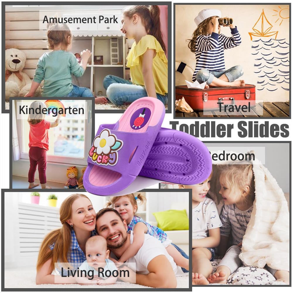 Bunny Kids slides, Girls Slides Non-slip Summer Beach Pool Shoes Toddler Cartoon Slide Sandals Indoor& Outdoor Garden Slippers Shower Shoes - Image 7