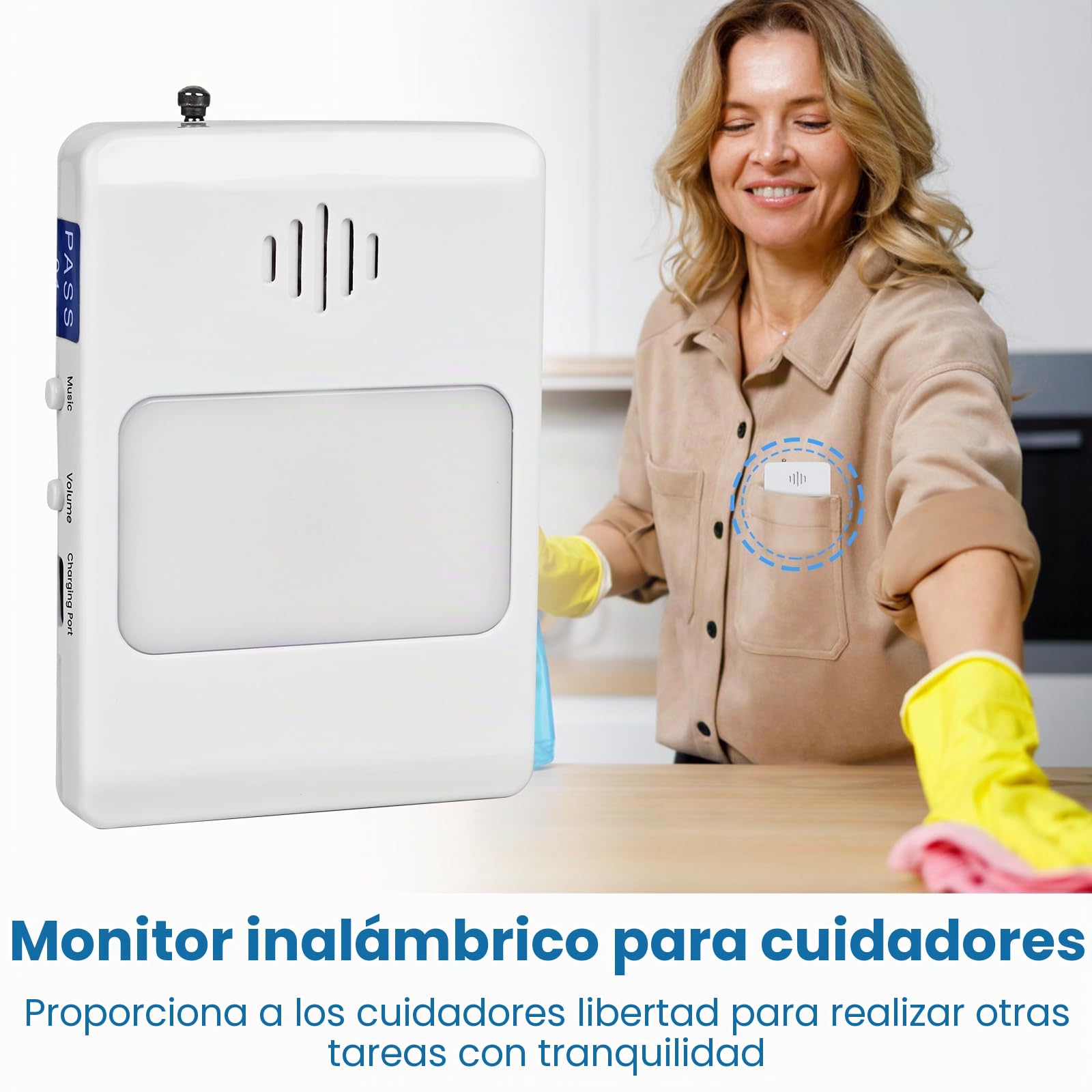 Almohadilla con sensor de cama y localizador de alarma de cama para adultos mayores, almohadilla con sensor de presión de cama con alarma, pacientes de demencia, cuidador, prevención de caídas para