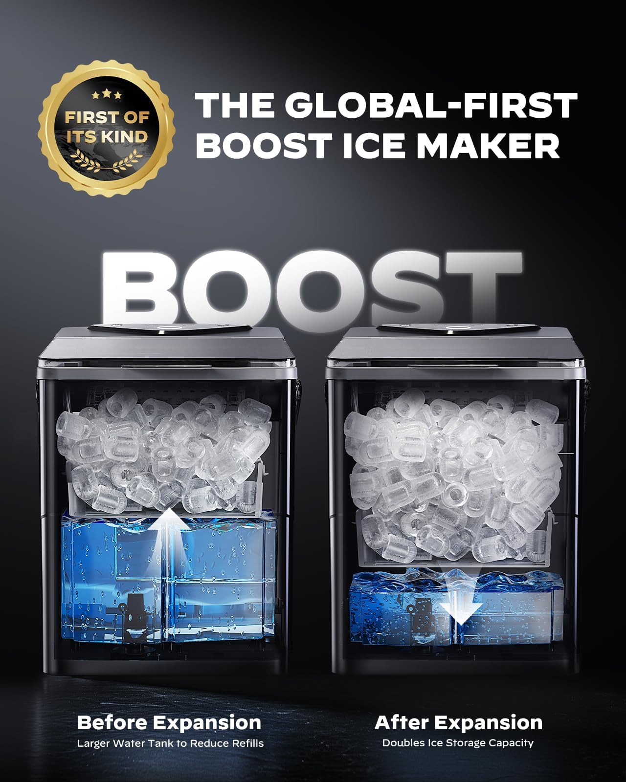 Silonn Countertop Ice Maker With Expanding Ice Basket, 9 Cubes In 6 Mins, 2.5l Ice Basket, Self-Cleaning Ice Maker With LED Touch Control, 2 Bullet Ice Sizes For Home, Kitchen, Office on Fridge.com - View 2