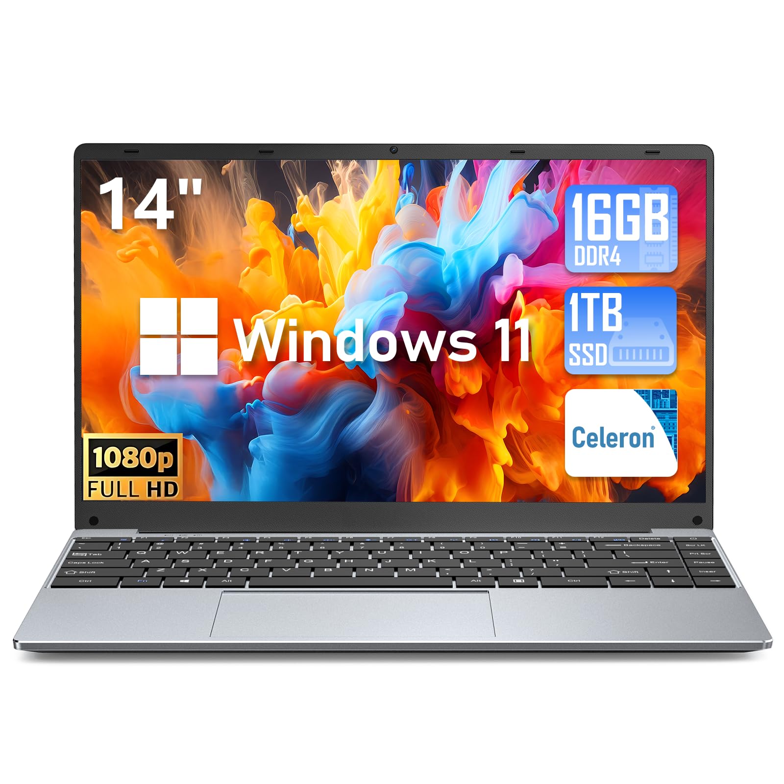 FUNYET Computer portatile, N5095 (fino a 2,9 GHz), 16 GB RAM 1 TB SSD Windows 11 Pro 14.1" IPS FHD 1920 * 1080 PC portatile, convertibile 180° Laptop Mini HDMI, DC, WiFi, USB3.0×2, Bluetooth 4.2