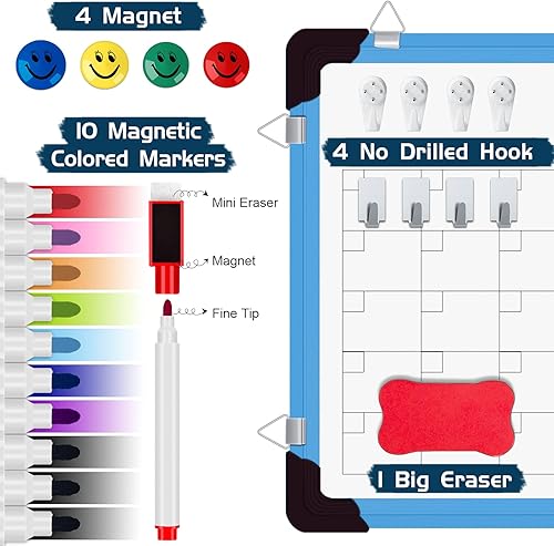 Miniatura 3 de Pizarra blanca con calendario de borrado en seco, pizarra blanca magnética, pizarra de borrado en seco, calendario mensual de 16 x 12 pulgadas,