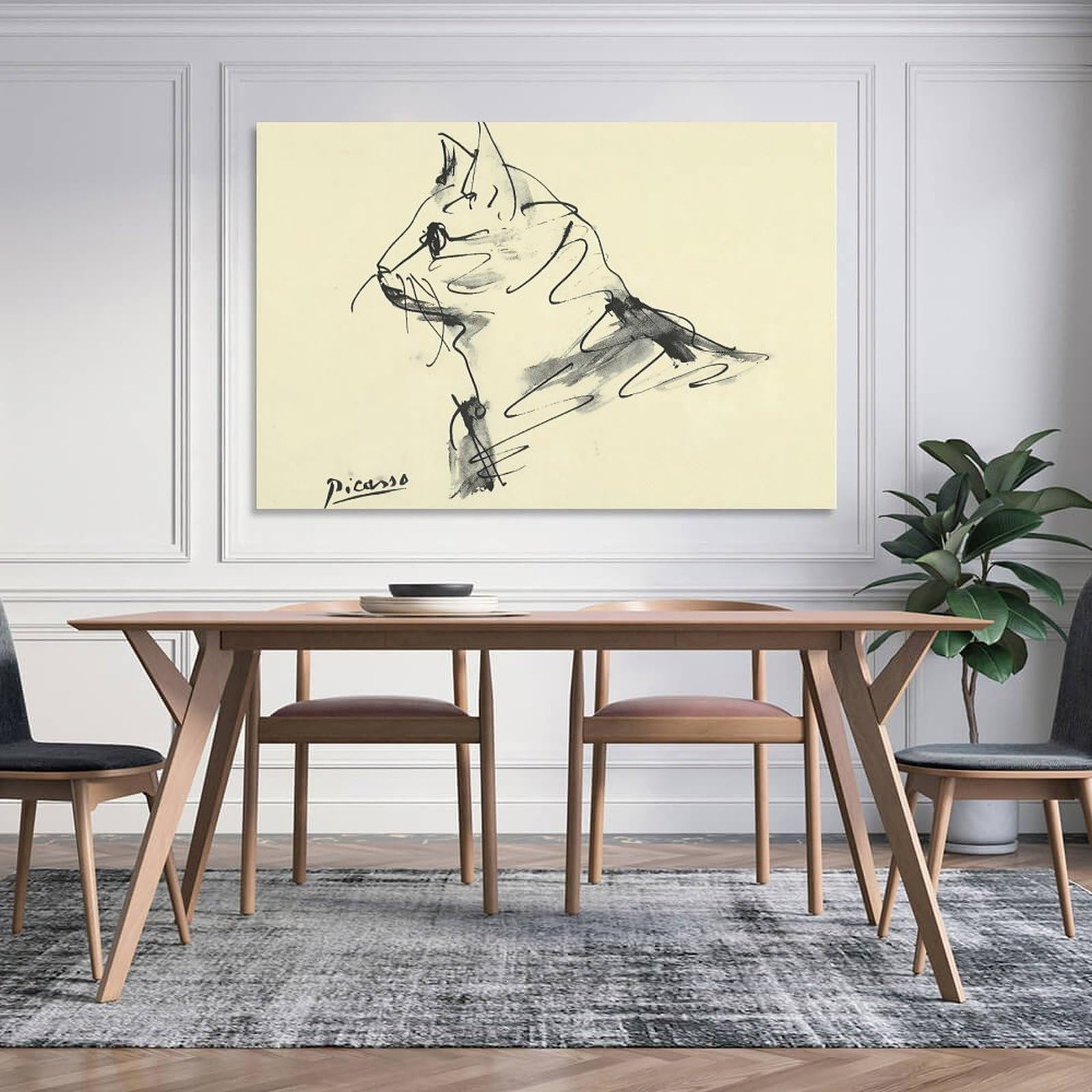 ピカソの猫アート・可愛い猫の絵画・キャンバス 30*40 ポップアートピカソ抽象画 猫絵画16in x12inキャンバスアートフレーム