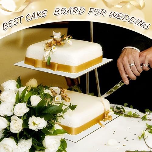 Miniatura 4 de Dandat 100 tableros rectangulares para tartas de 14 x 10 pulgadas, hoja de pastel laminada resistente a la grasa, base de cartón para tartas,