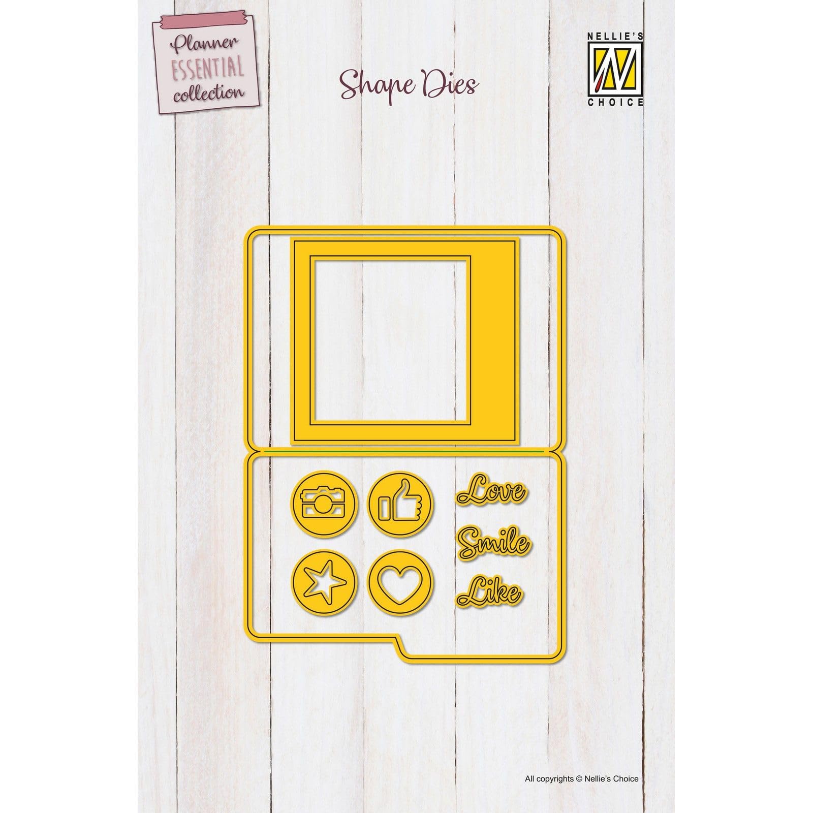 Nellie's Choice Cutting Die Polaroids-10,5 x 14,2 cm-9-Card Making Supplies-Metal Dies for Bullet Journal, Planners, Scrapbooking, DIY and Paper Crafts, Yellow, 10,5 x 14,2 cm
