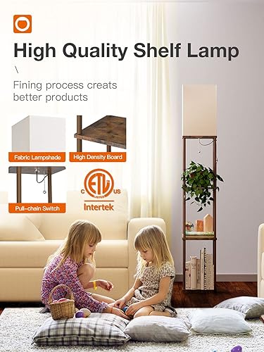 Miniatura 3 de addlon Lámpara de pie con estantes, lámpara de pie moderna de 4 niveles con bombilla LED 3CCT, lámpara de exhibición para sala de estar, dormitorio