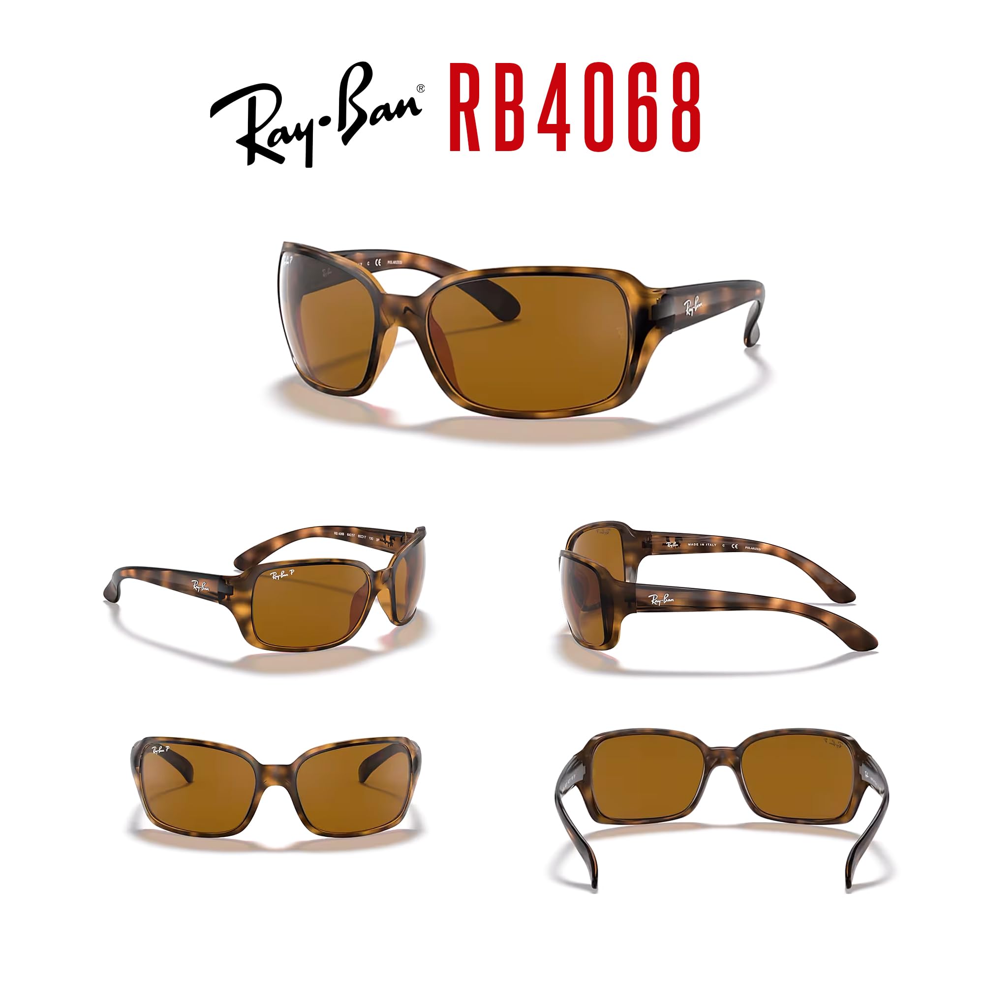 Ray Ban Unisex Sonnenbrille RB4068, Gr. X-Large (Herstellergröße: 60), Braun (Gestell: Havana, Gläser: Polarized Braun Klassisch 642/57)