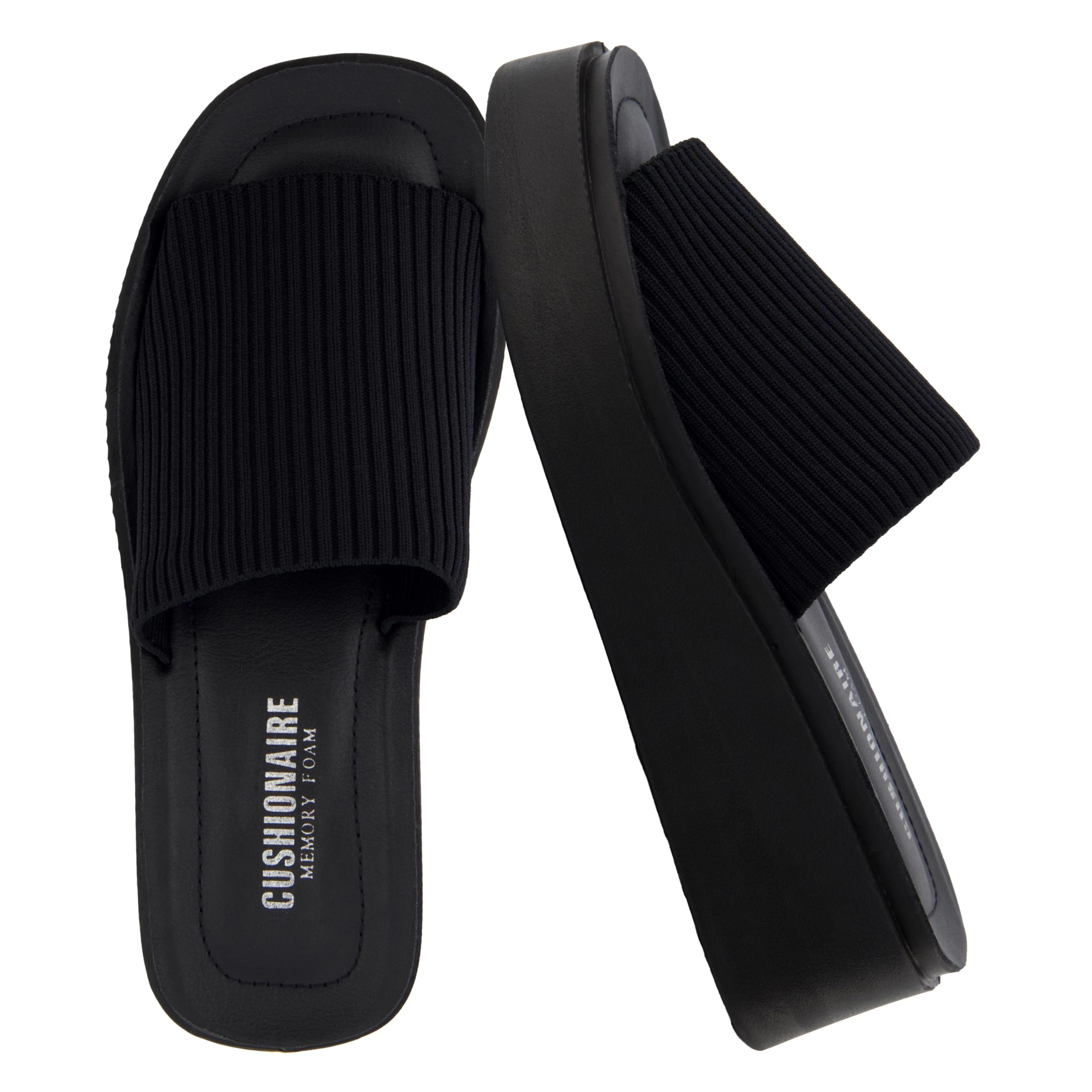 CUSHIONAIRE Pim Wedge Chunky Platform Womens Sandals with Firm Knit Upper & Memory Foam Summer Sandals for Women