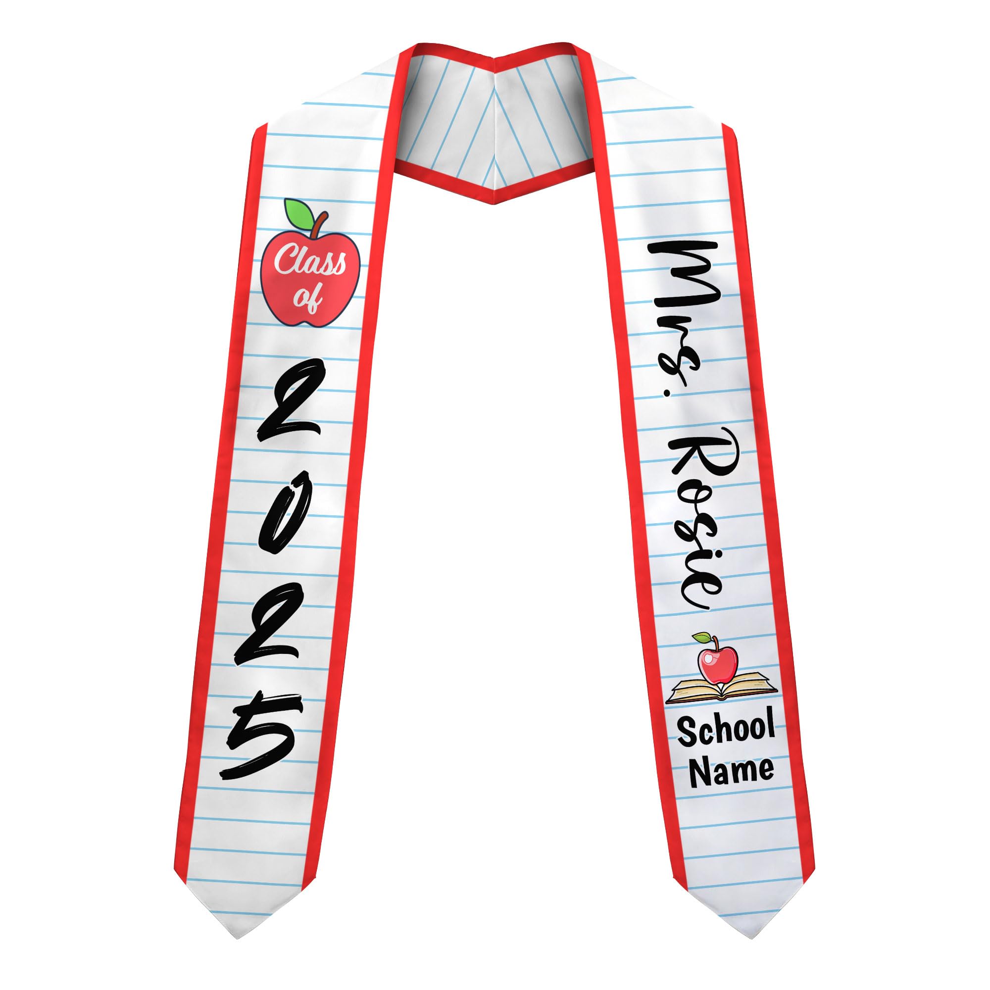 MonkeyVan Personalized Teacher Graduation Stole 2025,Custom Pencil Graduation Stole for Teachers,Class of 2025 Teacher Sash S293