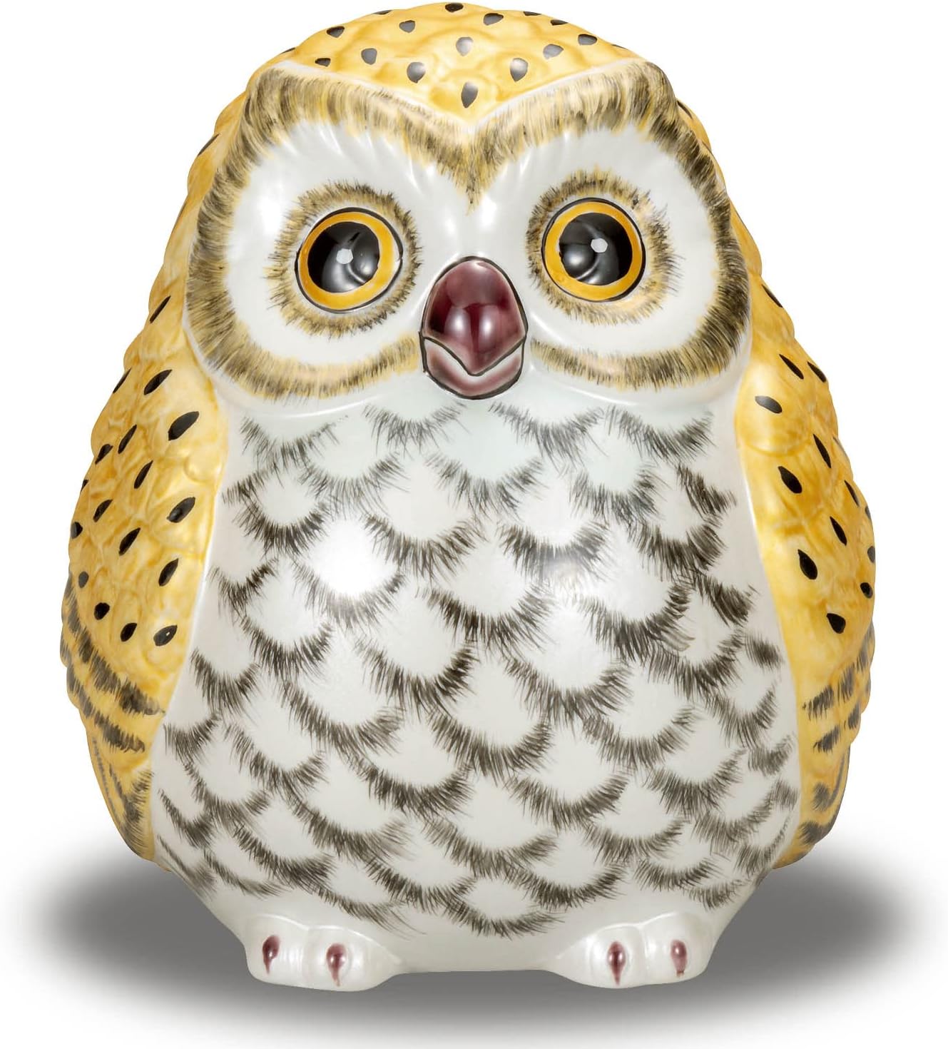 九谷五三郎 親子ふくろう 陶器 木立 鳥 置物 縁起物 インテリア 2個