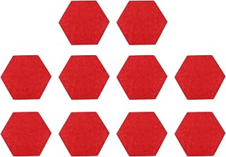 MILISTEN Home Decor 10pcs Hexagon Felt Board Thickened Hexagon Tile Board Cork Board Adhesive Wall Bulletin Board DIY Message Board Backdrop for Pictures Notes Home Office (Red) Pin Board