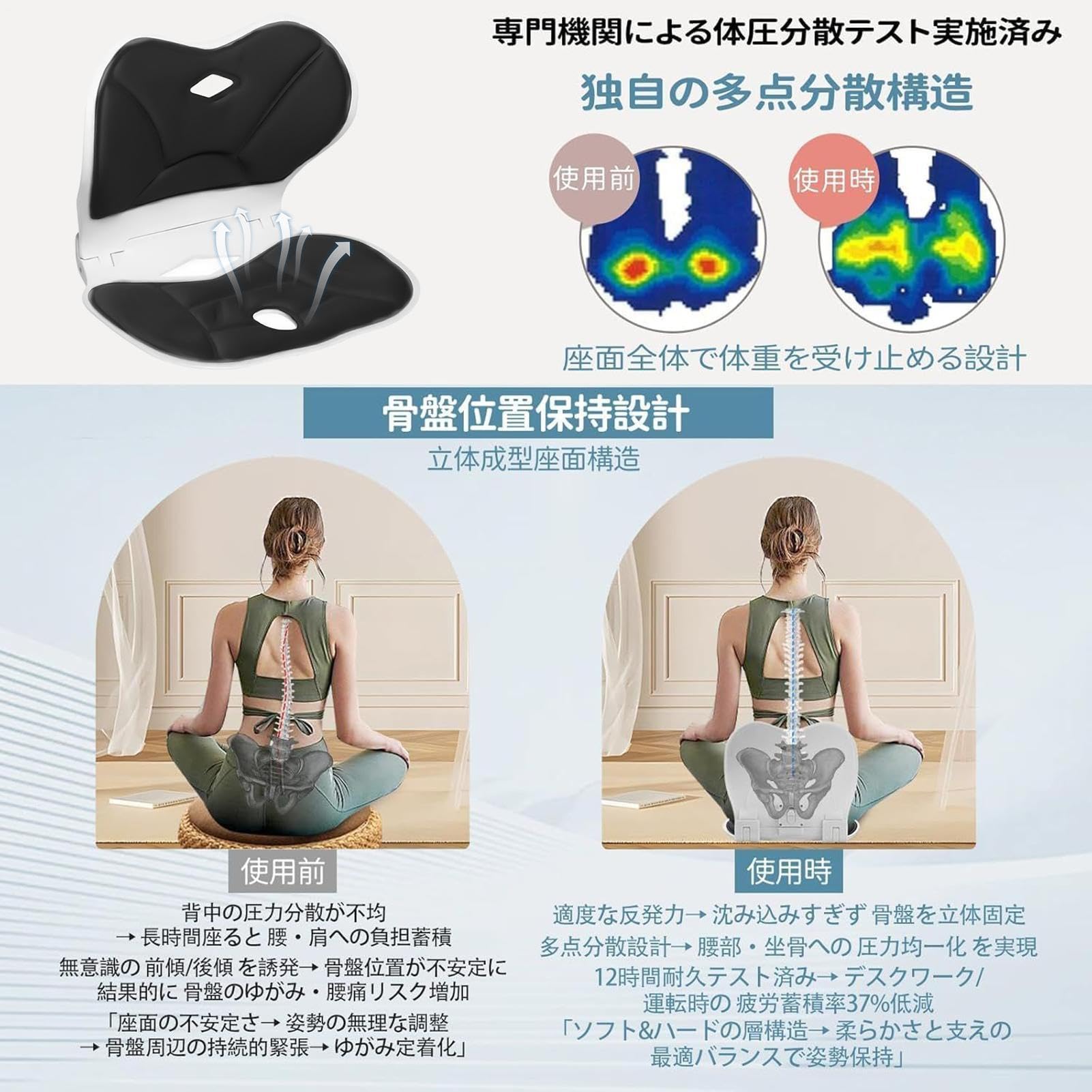 Cojín Para Asiento De Coche Cojín De Soporte Lumbar | Almohada Portátil, Almohadilla Cómoda para en Coche, Camión, Hogar, Trabajo, Conducción, Avión, Estadio, Silla de Ruedas,