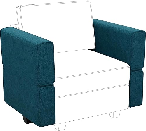 Belffin Sofá seccional modular de tela Apoyabrazos Respaldo Módulo Sofá Parte Seccional Lateral ApoyabrazosRespaldo Pavo Real Azul