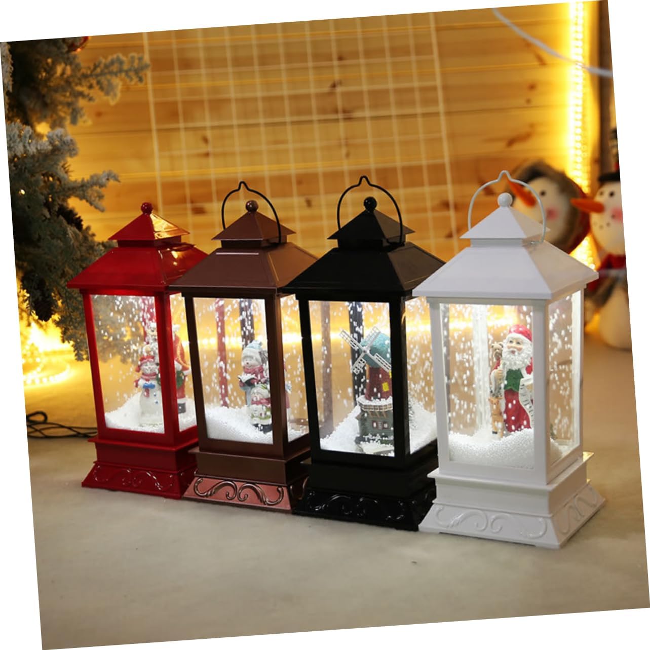 Battery-Powered Santa Claus Snow Music Light Ornament Led Christmas Lantern Decor Festive Home Decor No Battery Needed Us Plug