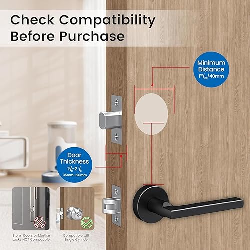 Miniatura 7 de Cerradura inteligente de video con cámara y Doortfell, cerradura de puerta de entrada sin llave 6 en 1 con huella digital, impermeable IP65, control