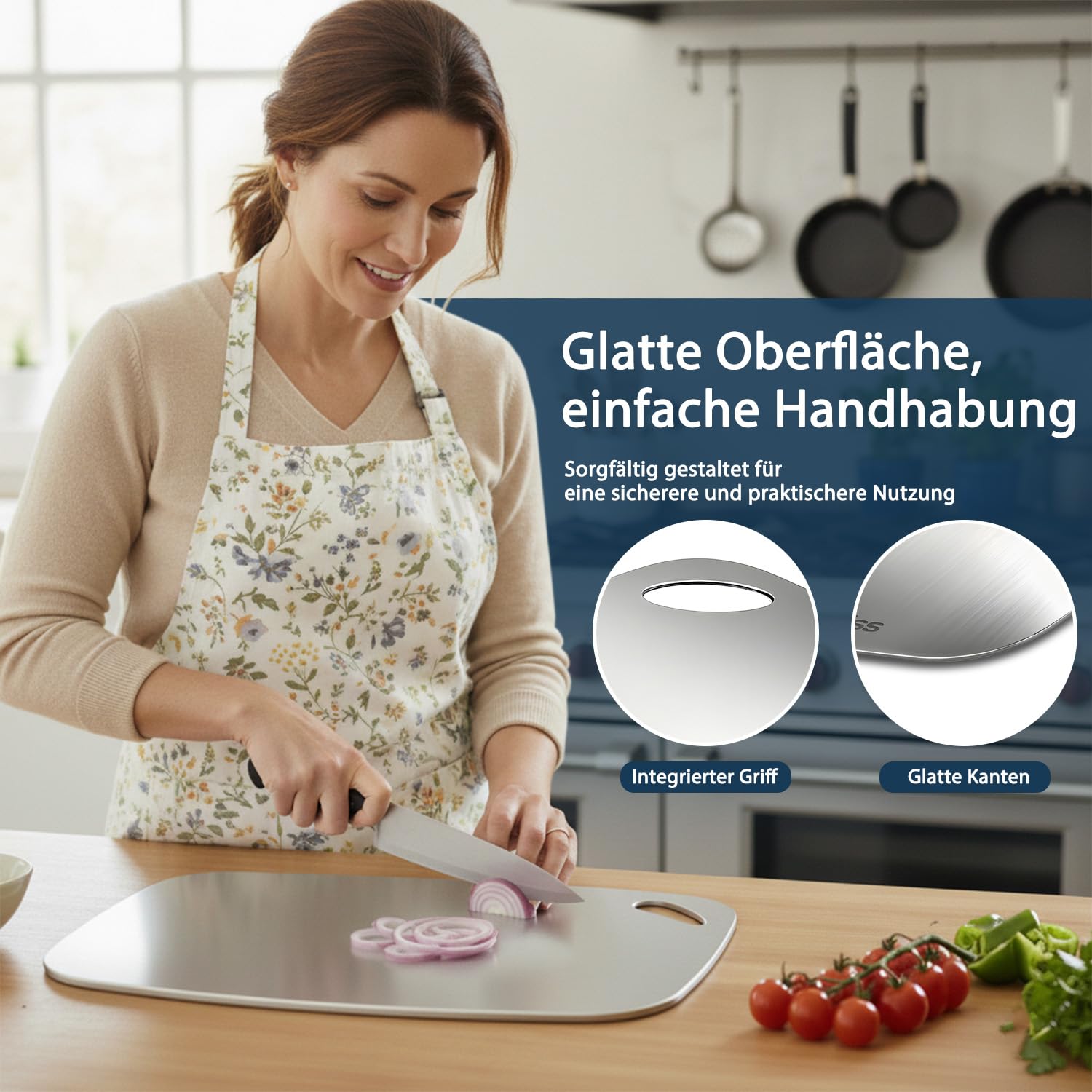 99,85% Reintitan Schneidebrett 38,1 × 27,9 cm, BPA-frei | Doppelseitig verwendbar, Spülmaschinenfest, Leicht zu reinigen, Geruchsneutral, Rostfrei