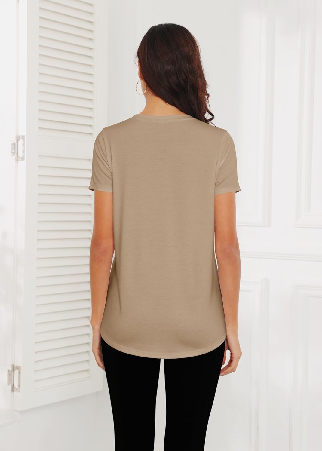 Smile Fish Women Crewneck Loose Fit Tunic Tops Short Sleeve Dressy Casual Summer Long Tee Shirts - Image 2