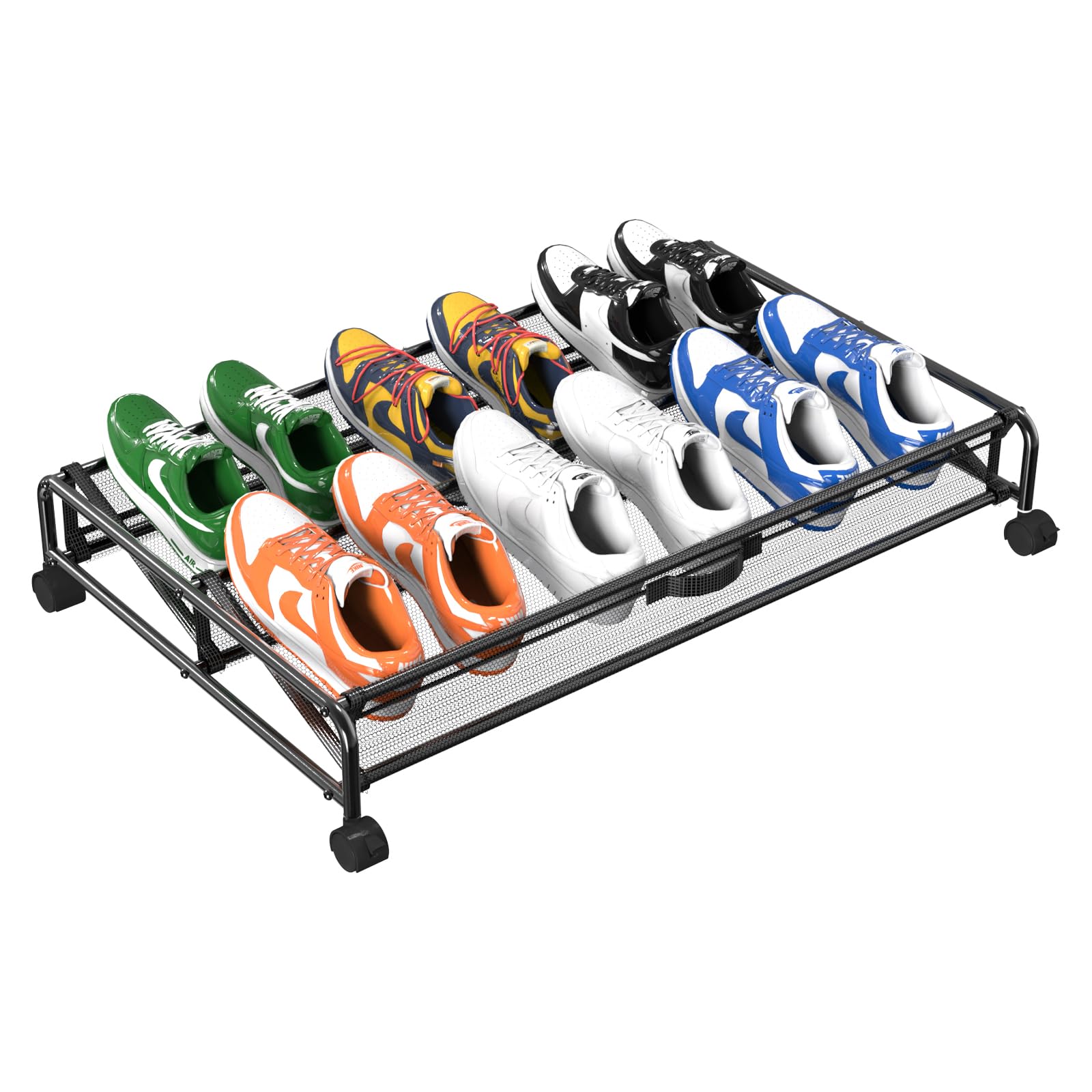 Under Bed Shoe Storage Organizer, Rolling Under Bed Storage Containers with Wheels, Under Bed Shoe Organizer Drawer Space Saving for bedroom