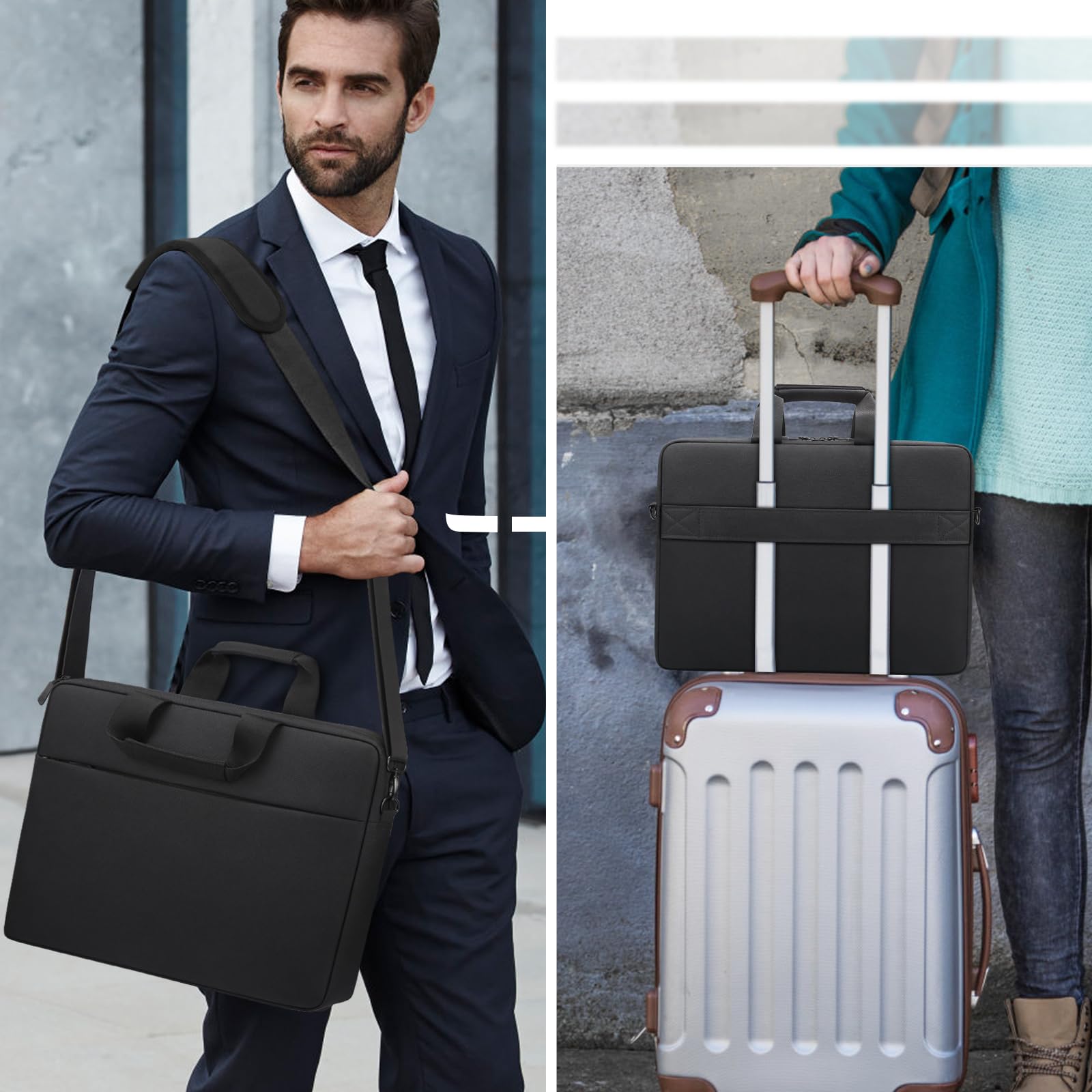 TECOOL Sac Bandoulière Ordinateur 17-17.3 Pouces, Protection Housse