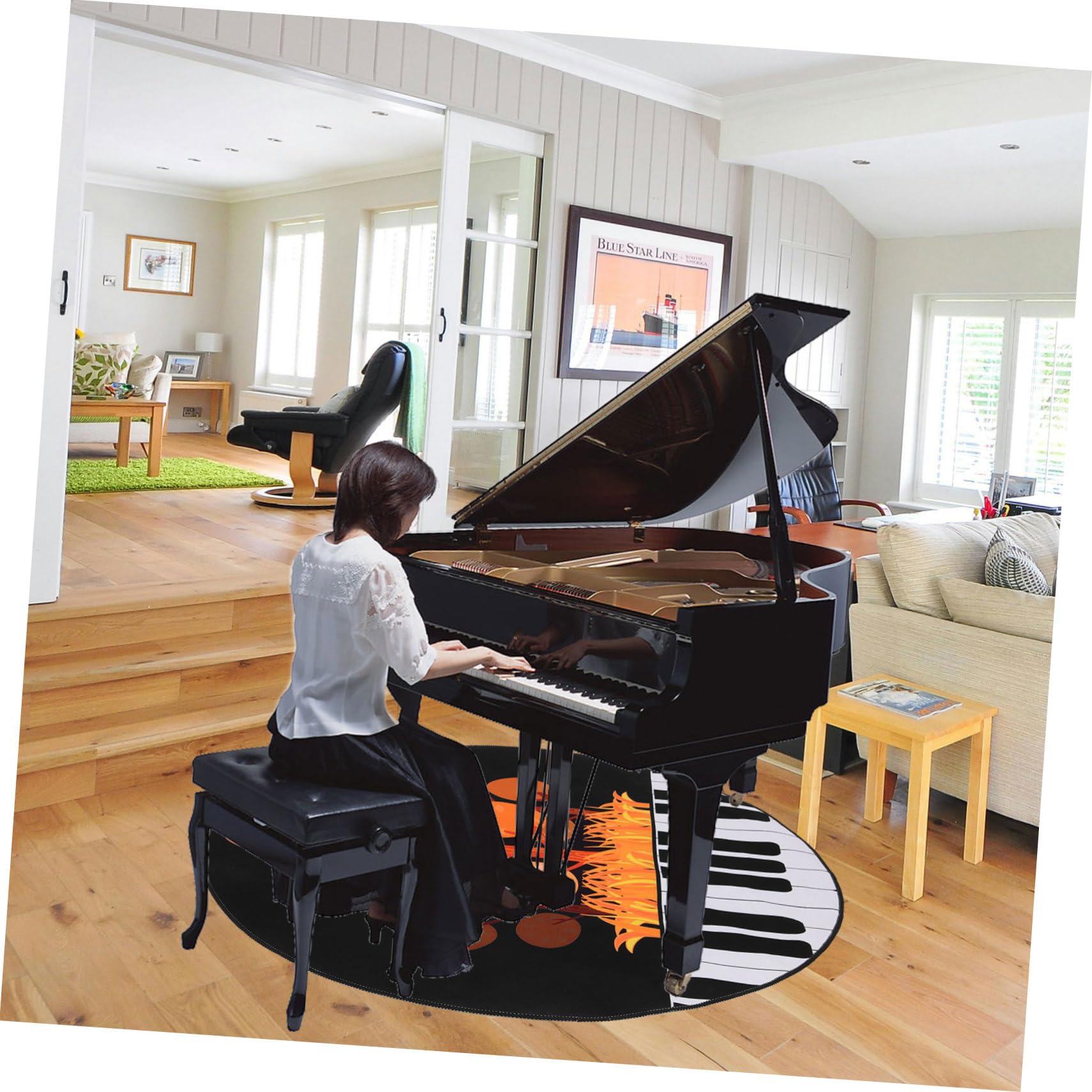 ERINGOGO Piano Decorative Carpet Soundproofing Pad Nonslip Piano Rug Home Piano Practice Rug