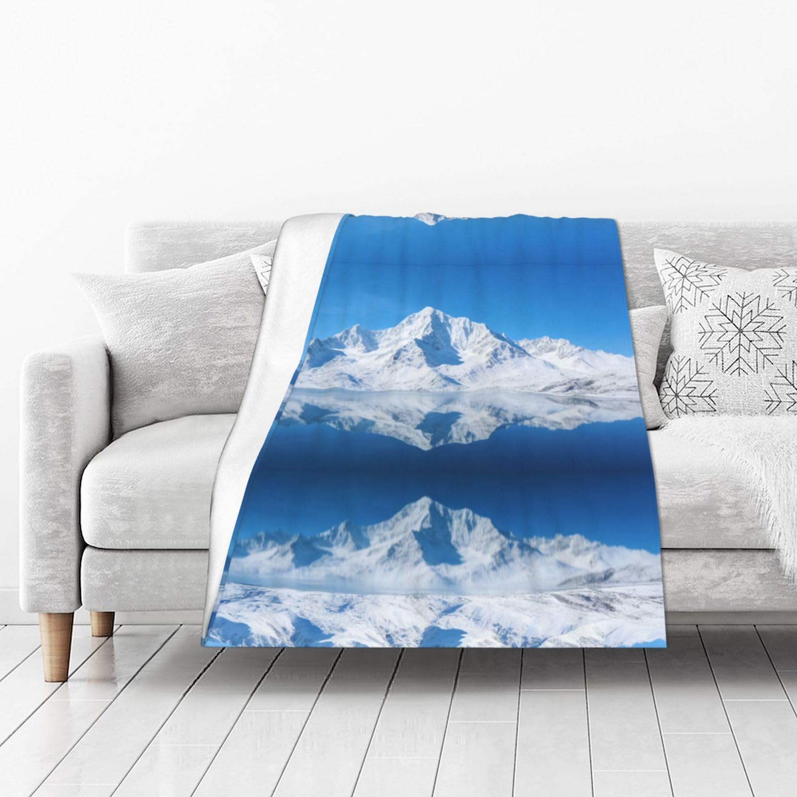 DUYIOKH Snow Mountain & Lake Print Thick Throw Blanket, Blanket for Couch Bed Warm Travel Blanket for Camping Movie Night