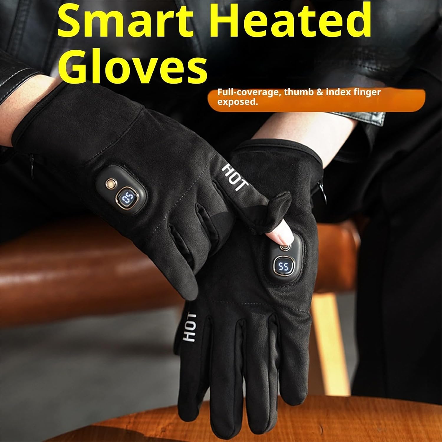 Rechargeable Heated Gloves for Men Women, 5 Heat Levels 3000mAh Battery, Windproof Thermal for Skiing Cycling Heated Touchscreens