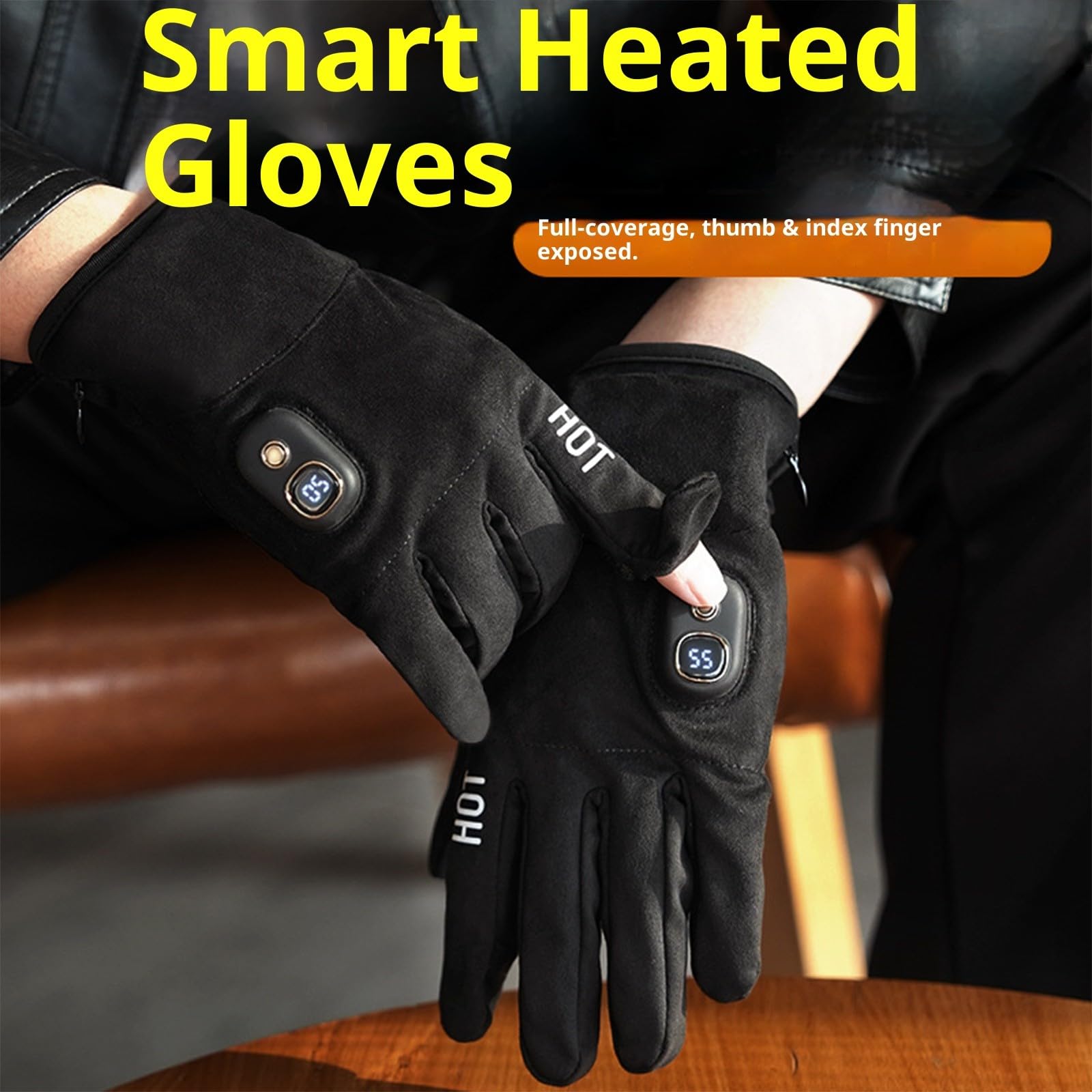 Guantes térmicos recargables para hombres y mujeres, 5 niveles de calor, batería de 3000 mAh, resistentes al viento, térmicos, para esquí, ciclismo, clima frío