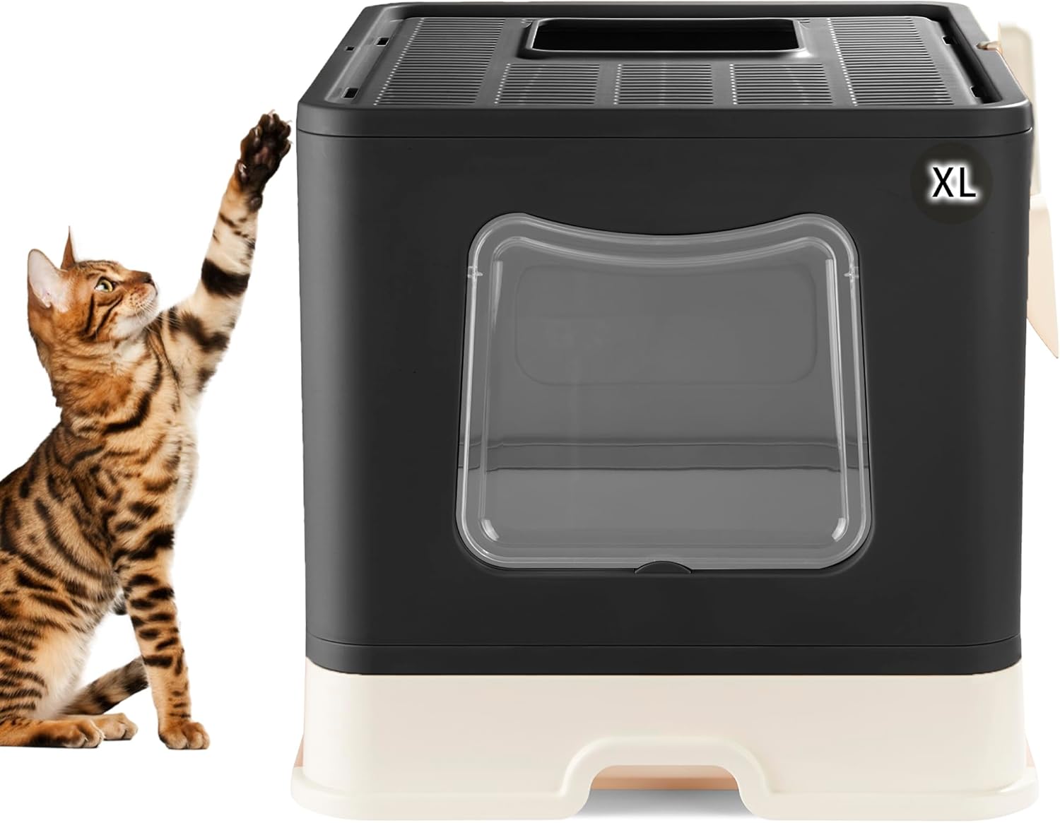 Gefryco Jumbo Cat Litter Box with Sifting Lid for Big Cats, XL Covered