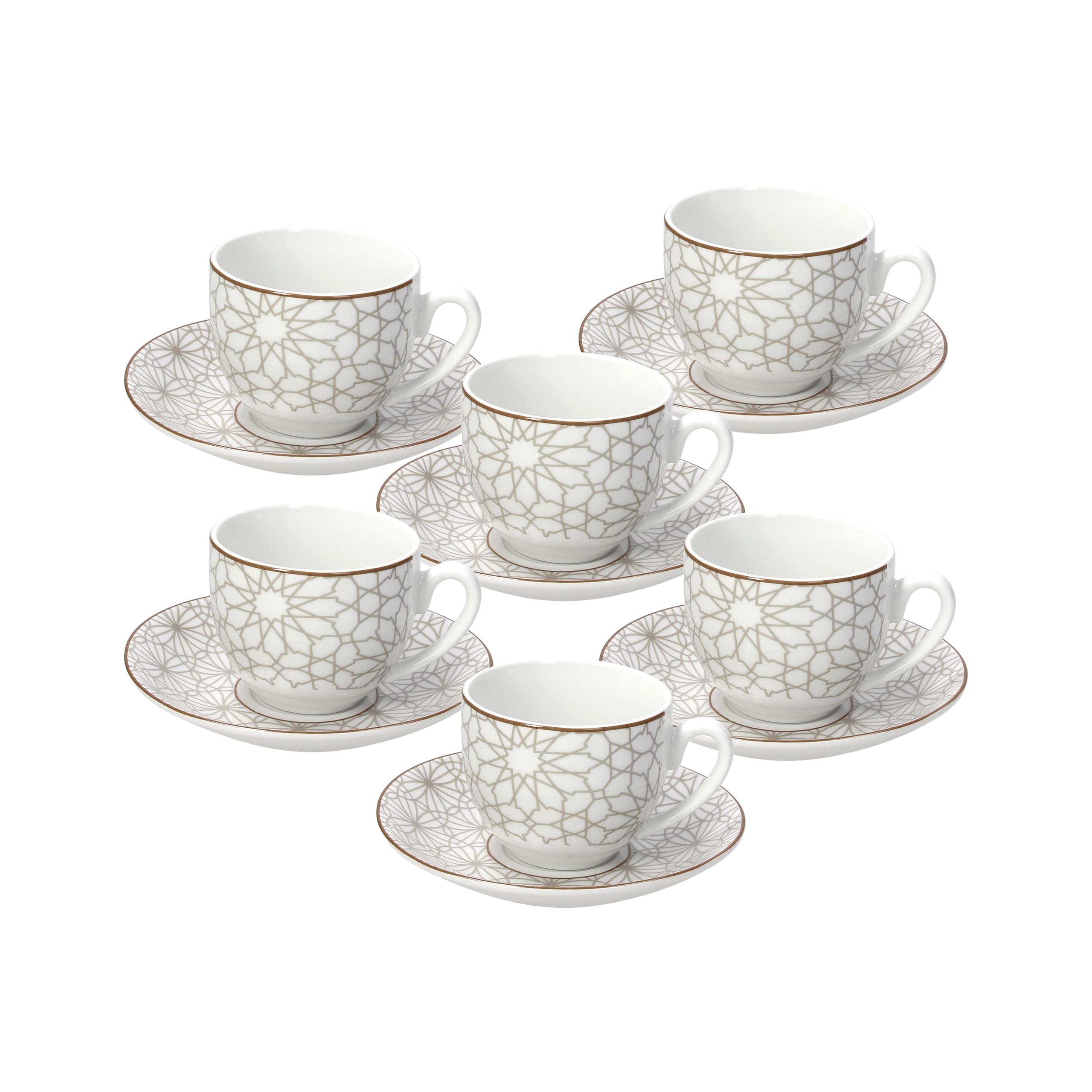 Tognana Habana Set of 6 Coffee Cups and Saucers, Porcelain, Beige