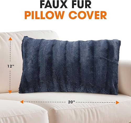 Miniatura 3 de Cheer Collection Funda de Cojín de Piel Sintética - Funda de Cojín Esponjosa, Funda Suave para Cojines Decorativos para Sofá, Acogedora Funda de