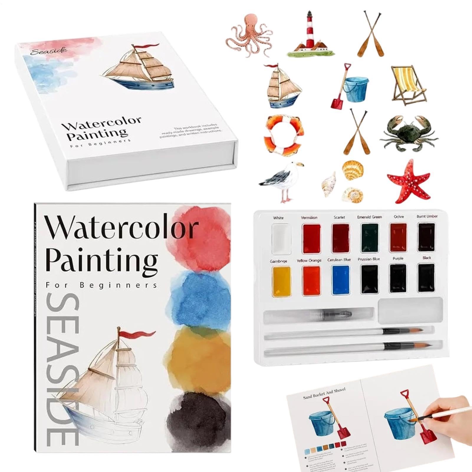 Generisch Aquarell-Malset Entspannende Aquarell-Malprojekte Mit Pinseln