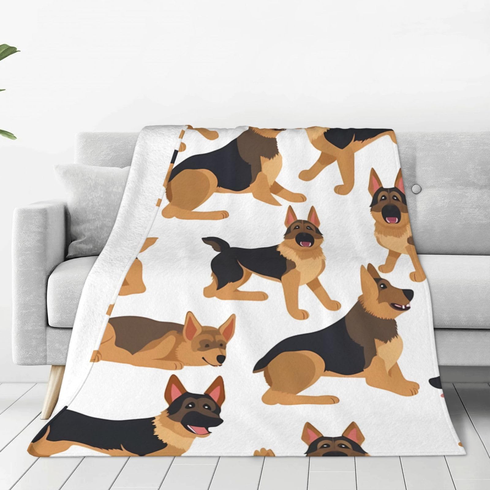 KLOPH German Shepherd Throw Blanket 40"x30" Flannel Fluffy Warm Blanket for Couch, Reversible Plush Blankets for Bed, Comfy Fuzzy Blanket for Sofa, Plush Lightweight-Blankets for All Season