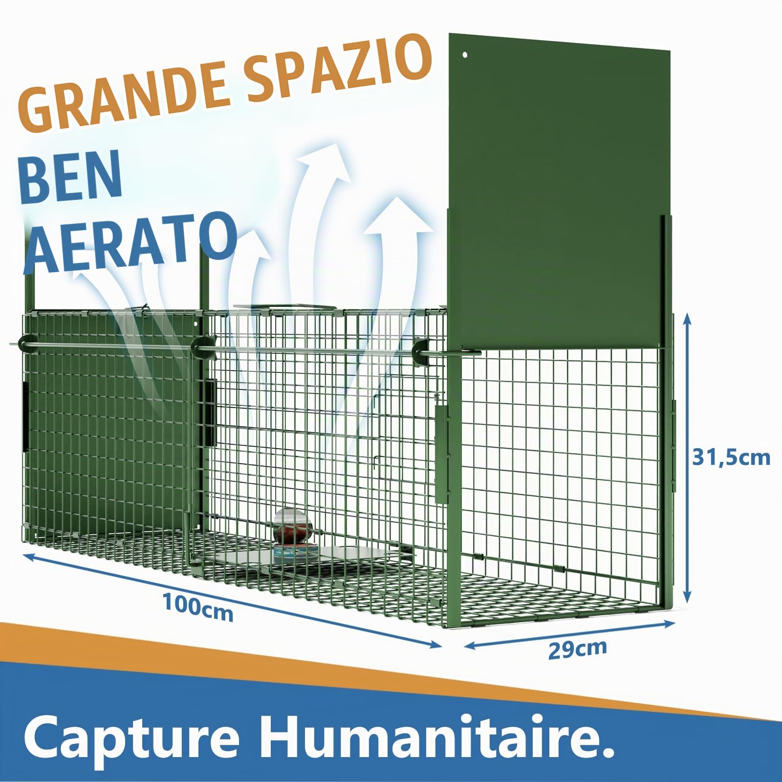 Trappola per Topi Gabbia Trappola Topi Vivi 100 X 29 X 31.5 cm Trappola Grandi Interno/Esterno