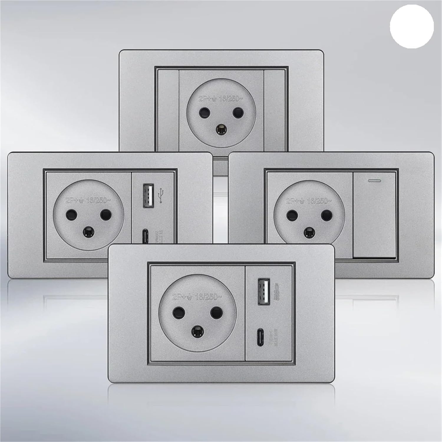 Israel USB Power Socket and Light Switch 16A 250V, 118 * 72mm PC Panel Type-c USB Socket 5V 2.1A or 20W Fast Charging(Israel TV)